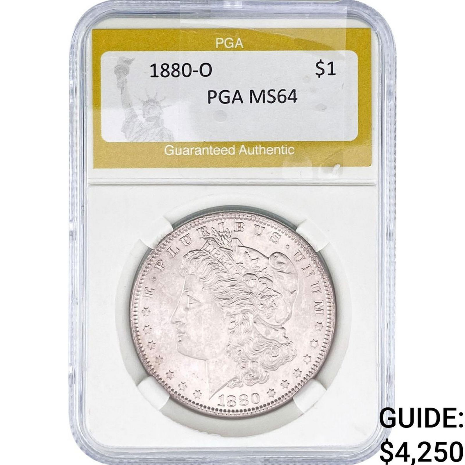 1880-O Morgan Silver Dollar PGA MS64: 1880-O Morgan Silver Dollar PGA MS64