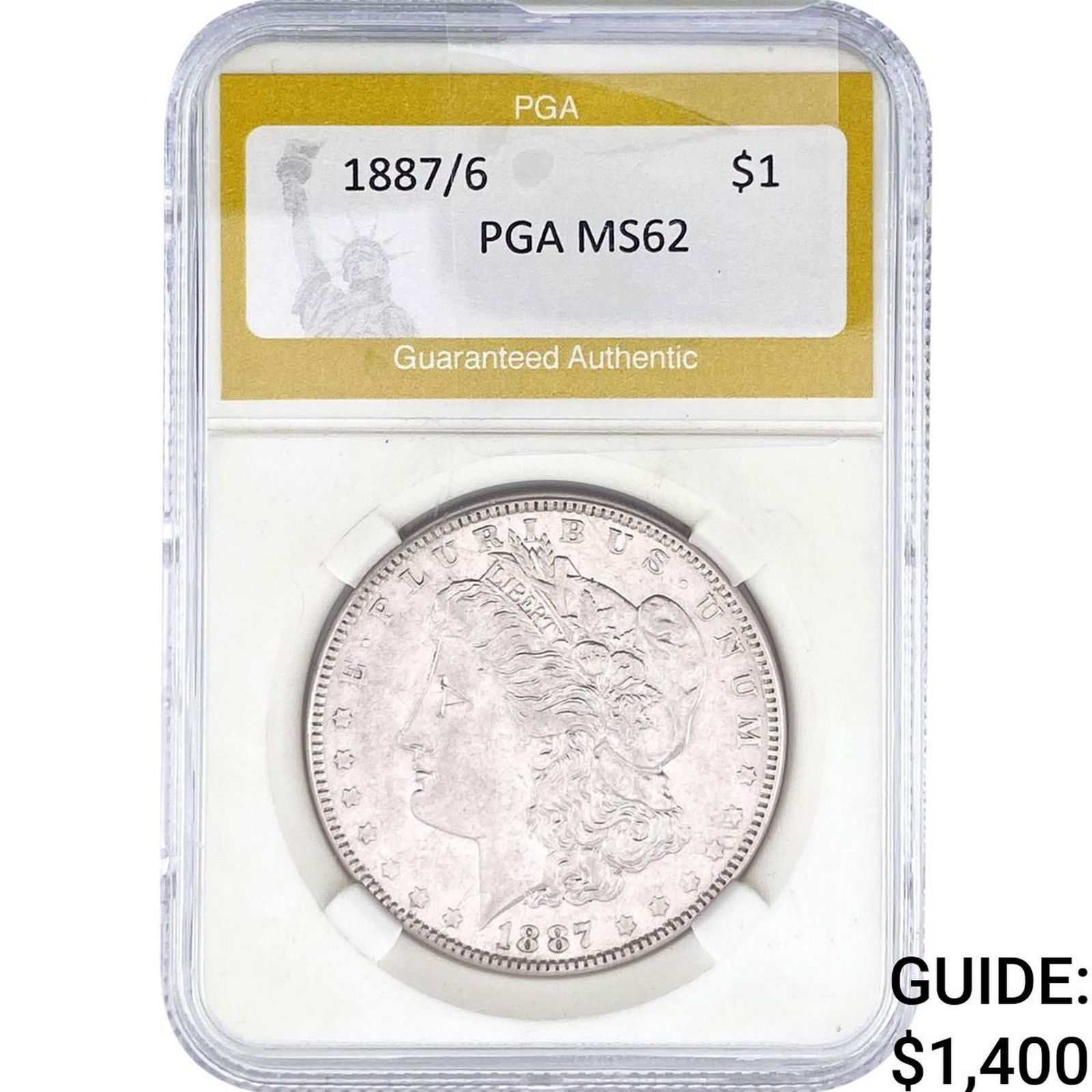 1887/6 Morgan Silver Dollar PGA MS62: 1887/6 Morgan Silver Dollar PGA MS62