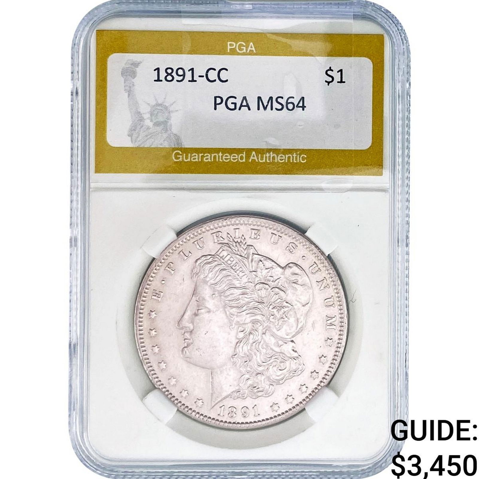 1891-CC Morgan Silver Dollar PGA MS64: 1891-CC Morgan Silver Dollar PGA MS64