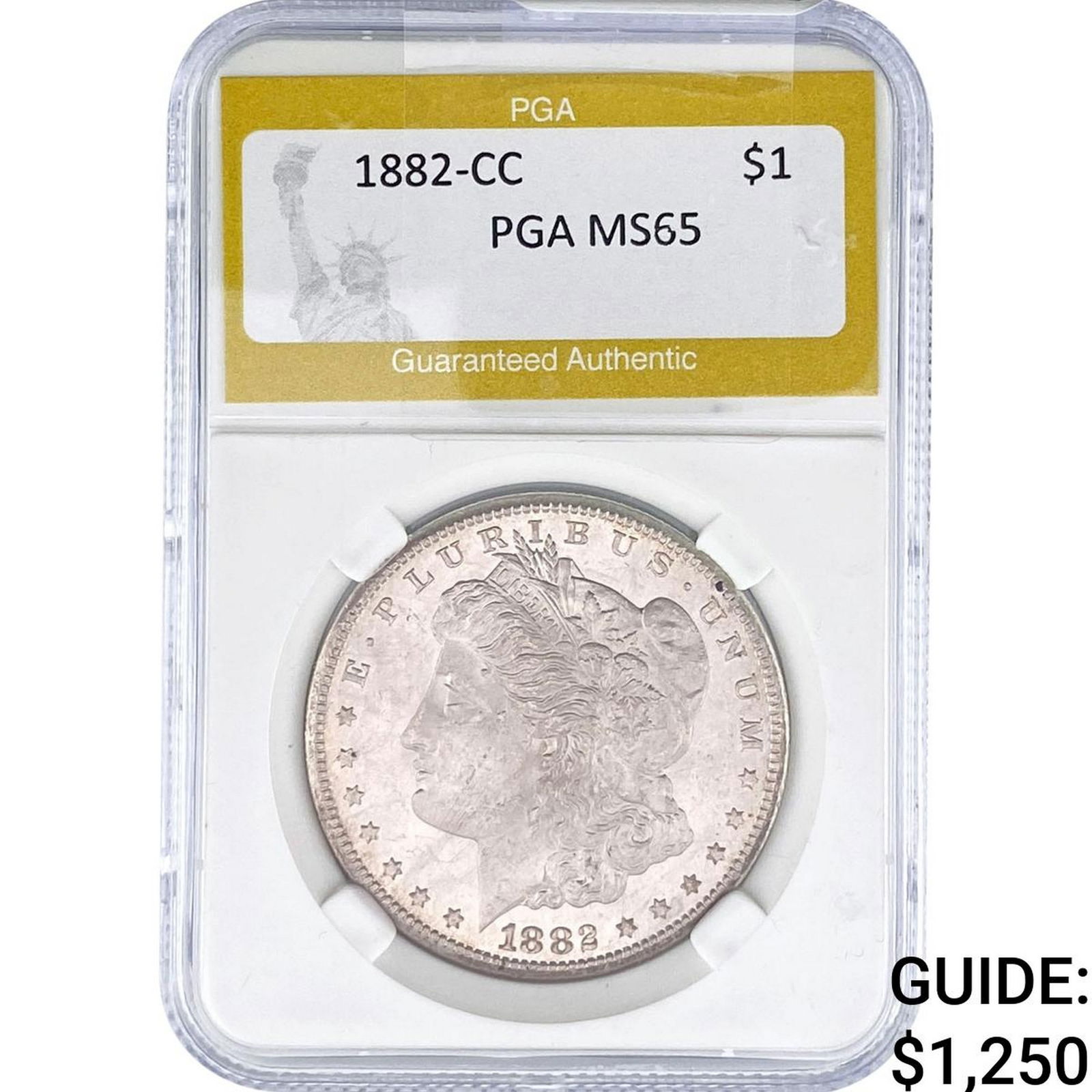 1882-CC Morgan Silver Dollar PGA MS65: 1882-CC Morgan Silver Dollar PGA MS65