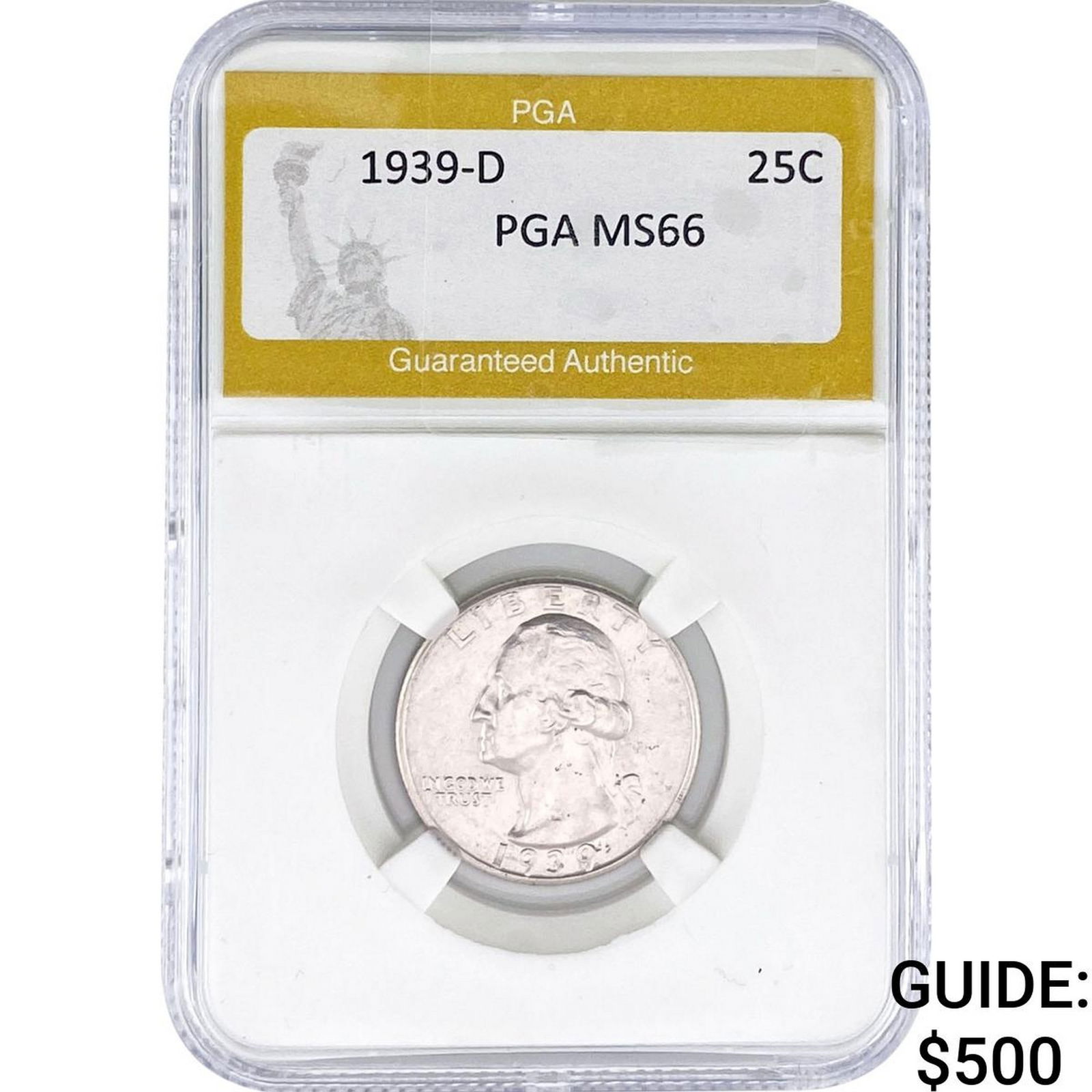 1939-D Washington Silver Quarter PGA MS66: 1939-D Washington Silver Quarter PGA MS66