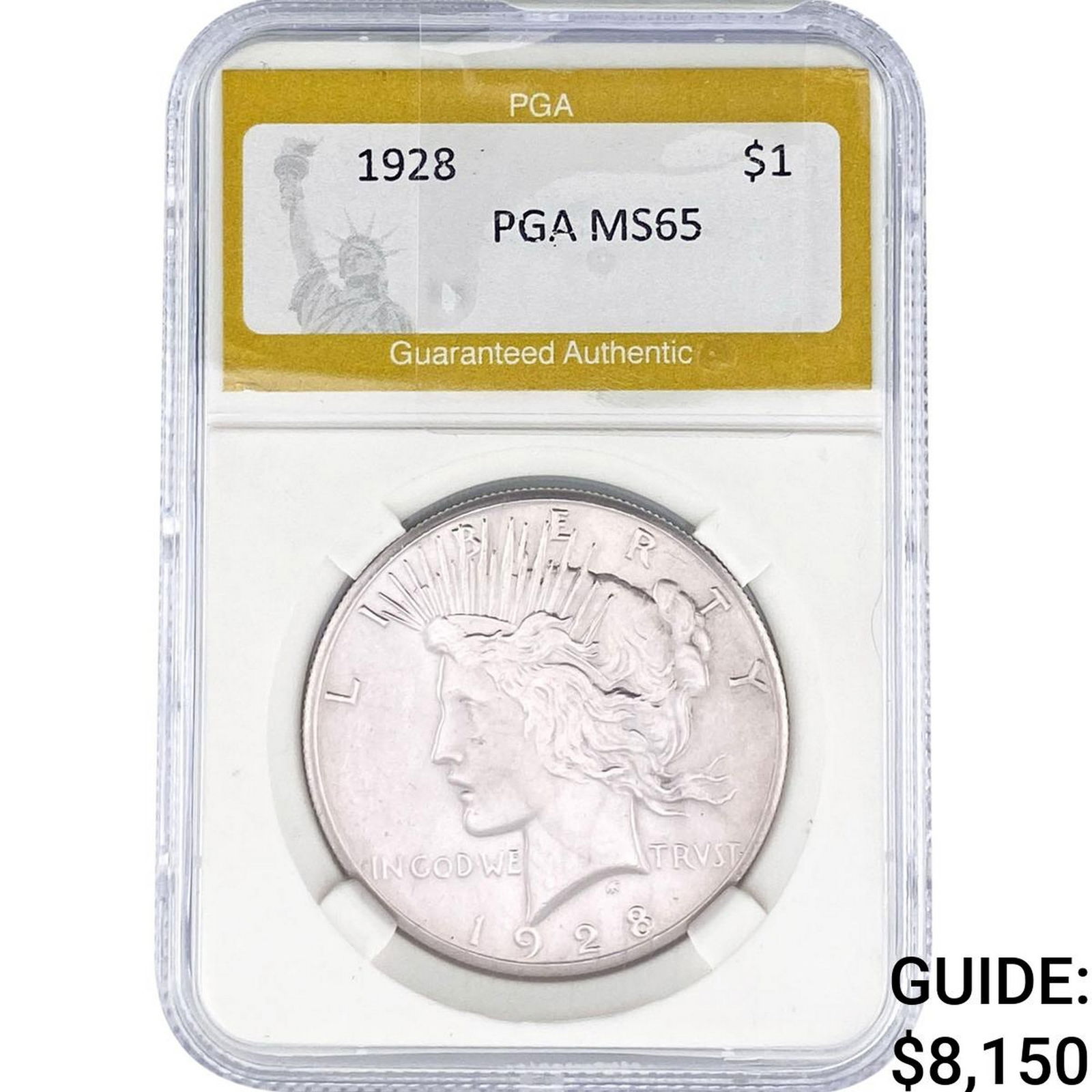 1928 Silver Peace Dollar PGA MS65: 1928 Silver Peace Dollar PGA MS65