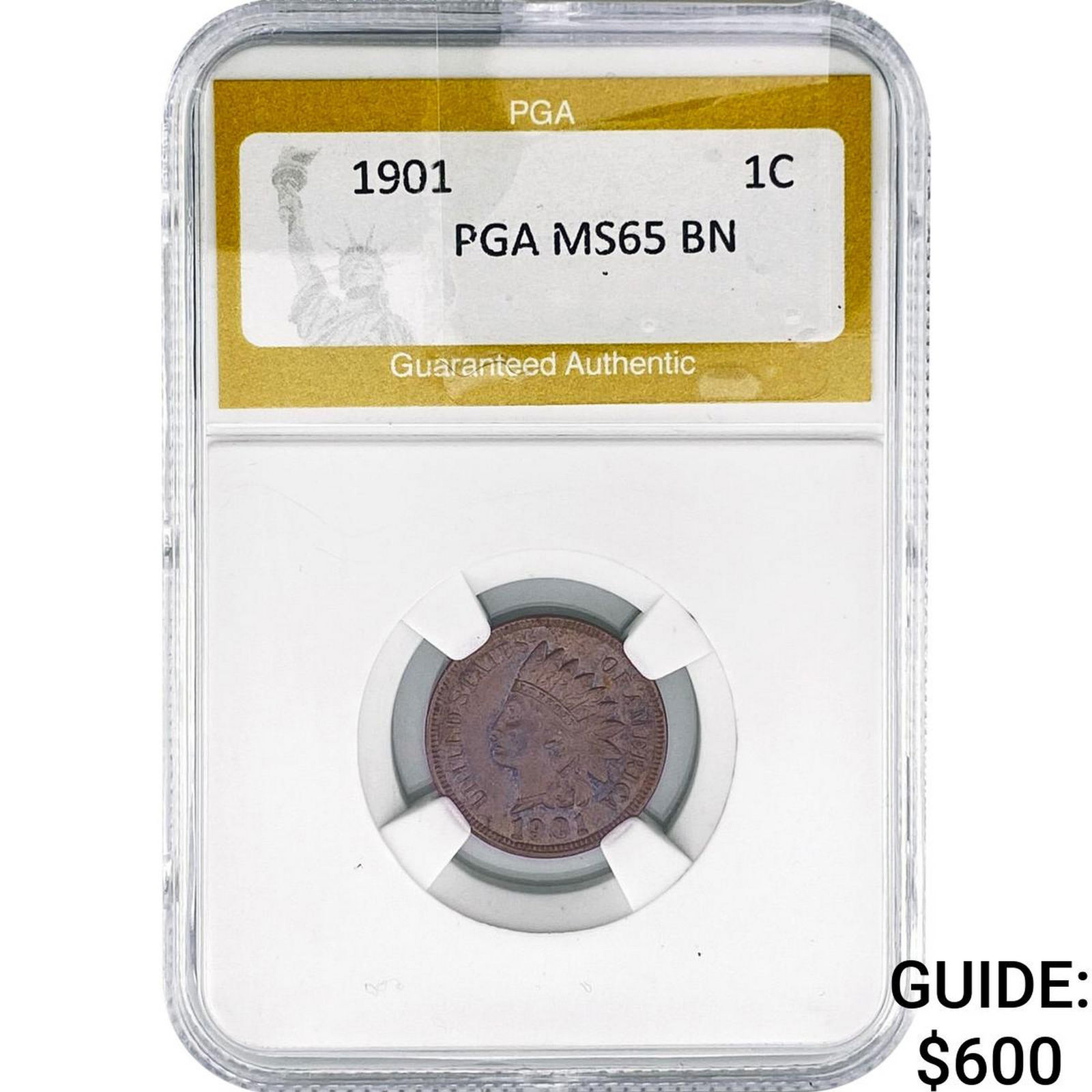 1901 Indian Head Cent PGA MS65 BN (1 of 2)