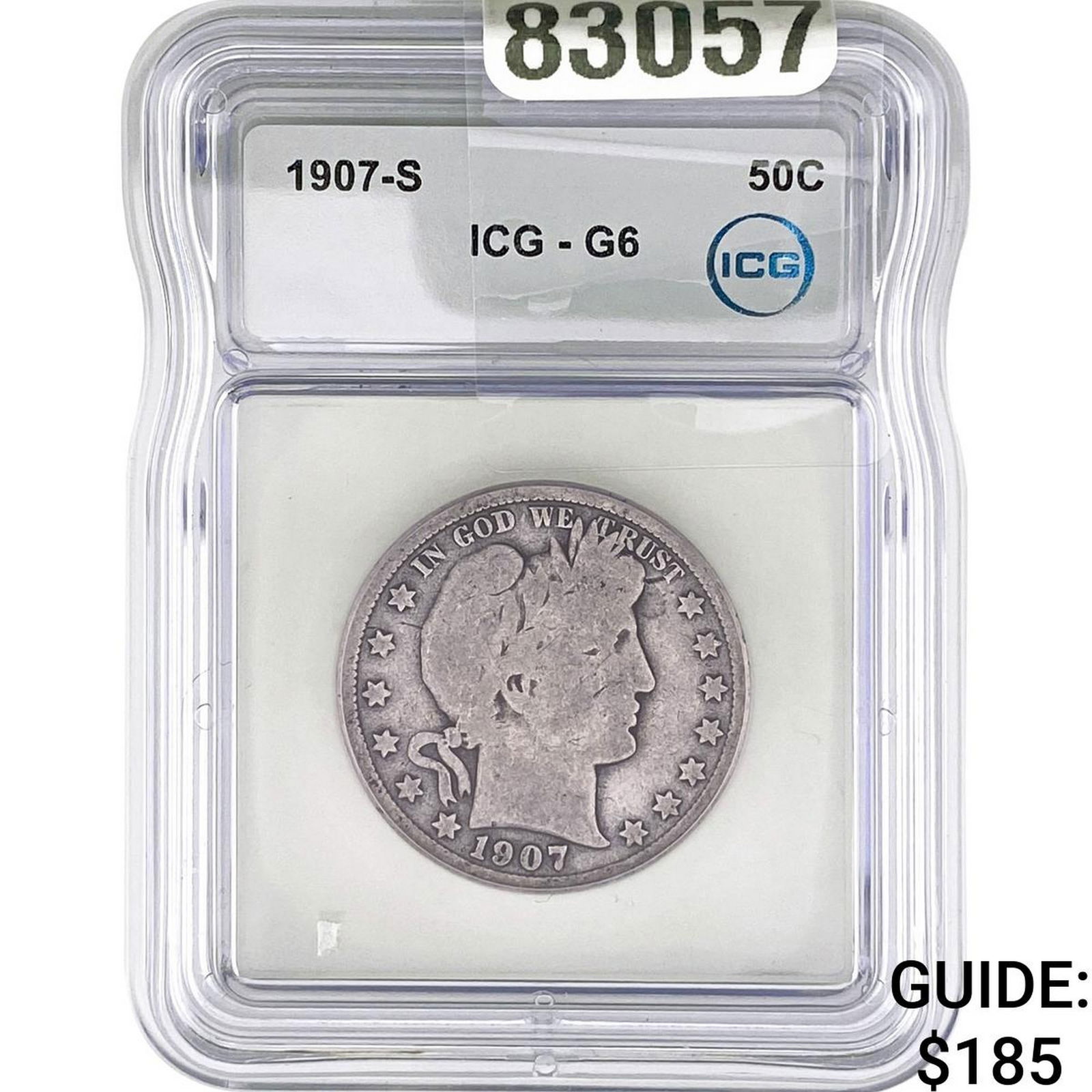 1907-S Barber Half Dollar ICG G6: 1907-S Barber Half Dollar ICG G6