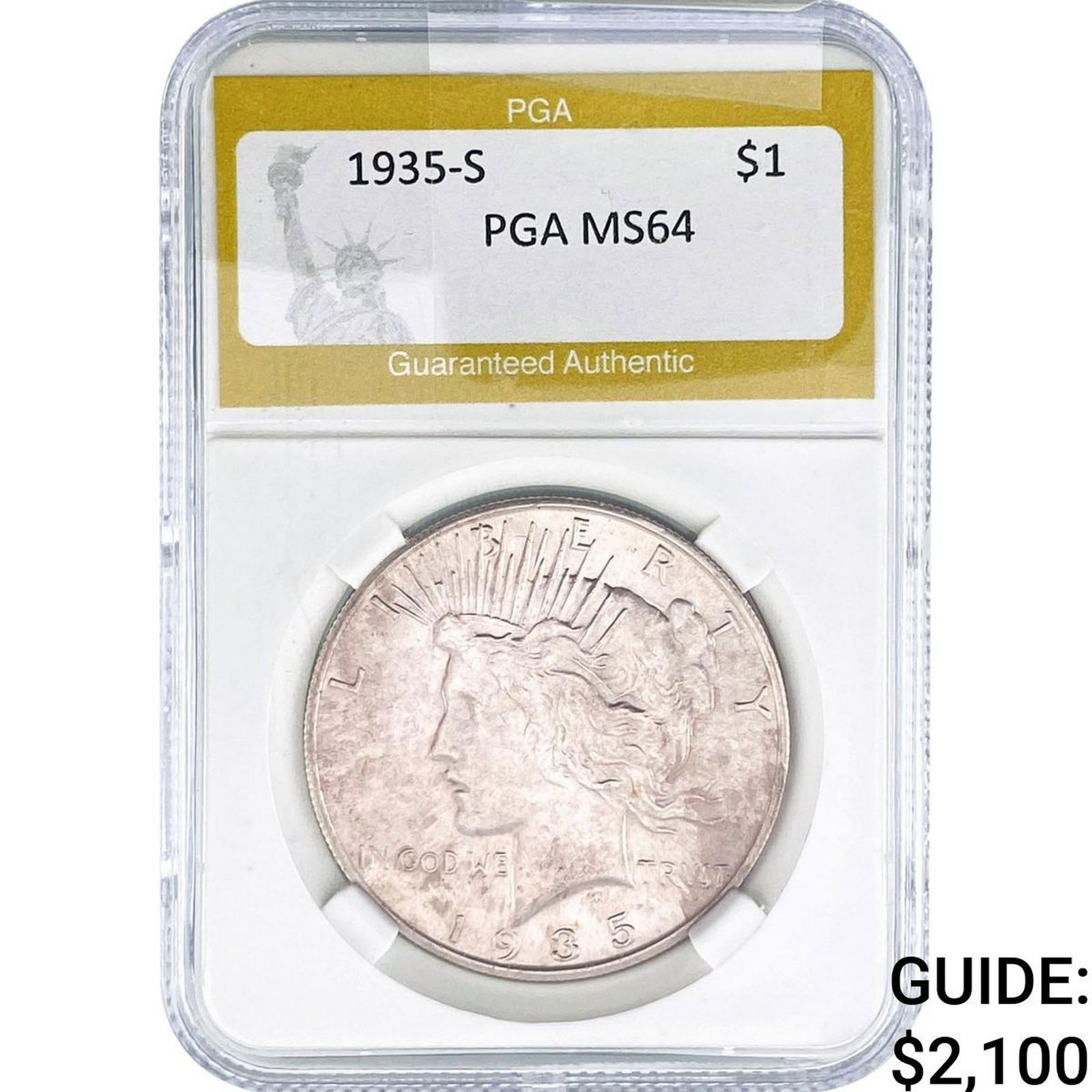 1935-S Silver Peace Dollar PGA MS64: 1935-S Silver Peace Dollar PGA MS64