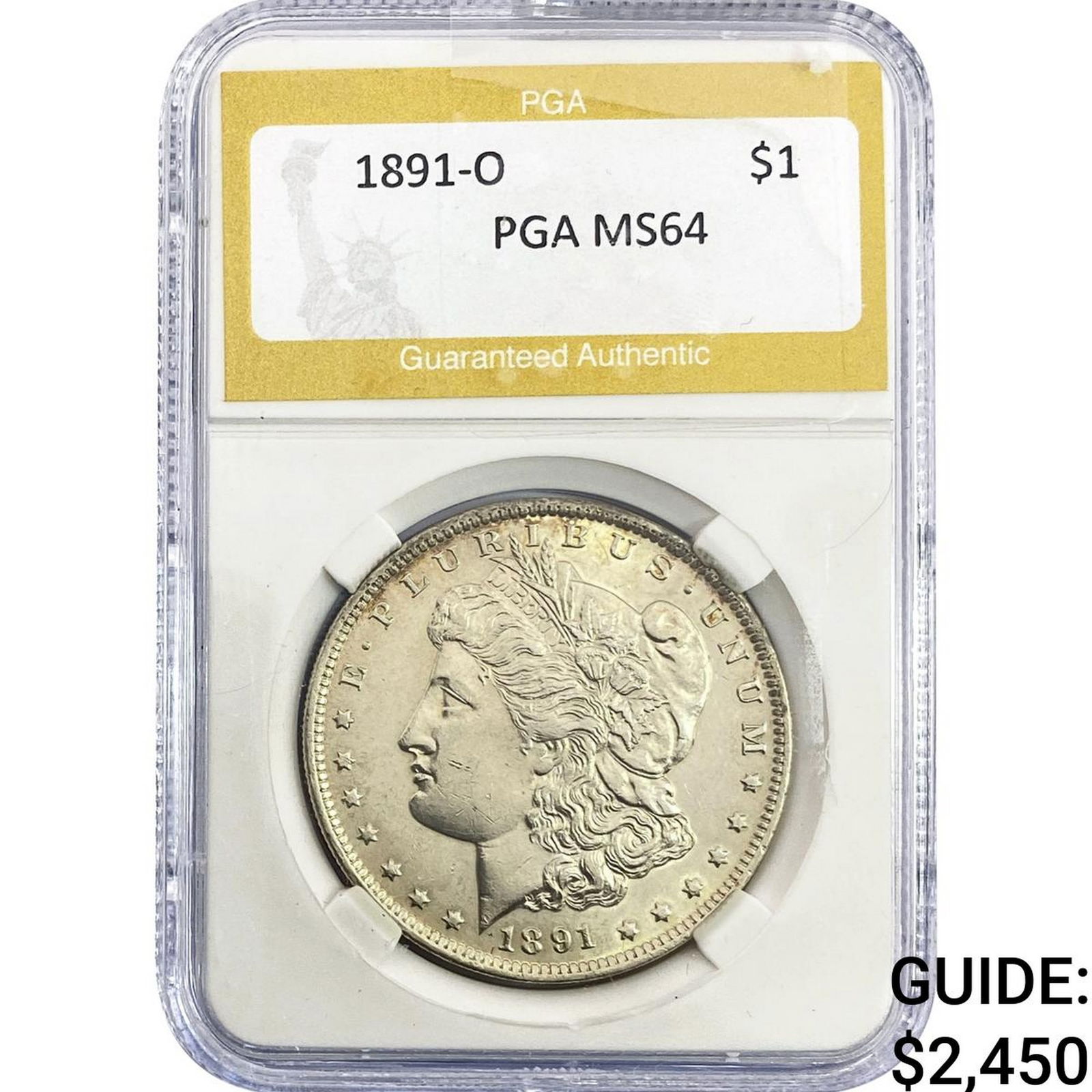 1891-O Morgan Silver Dollar PGA MS64: 1891-O Morgan Silver Dollar PGA MS64