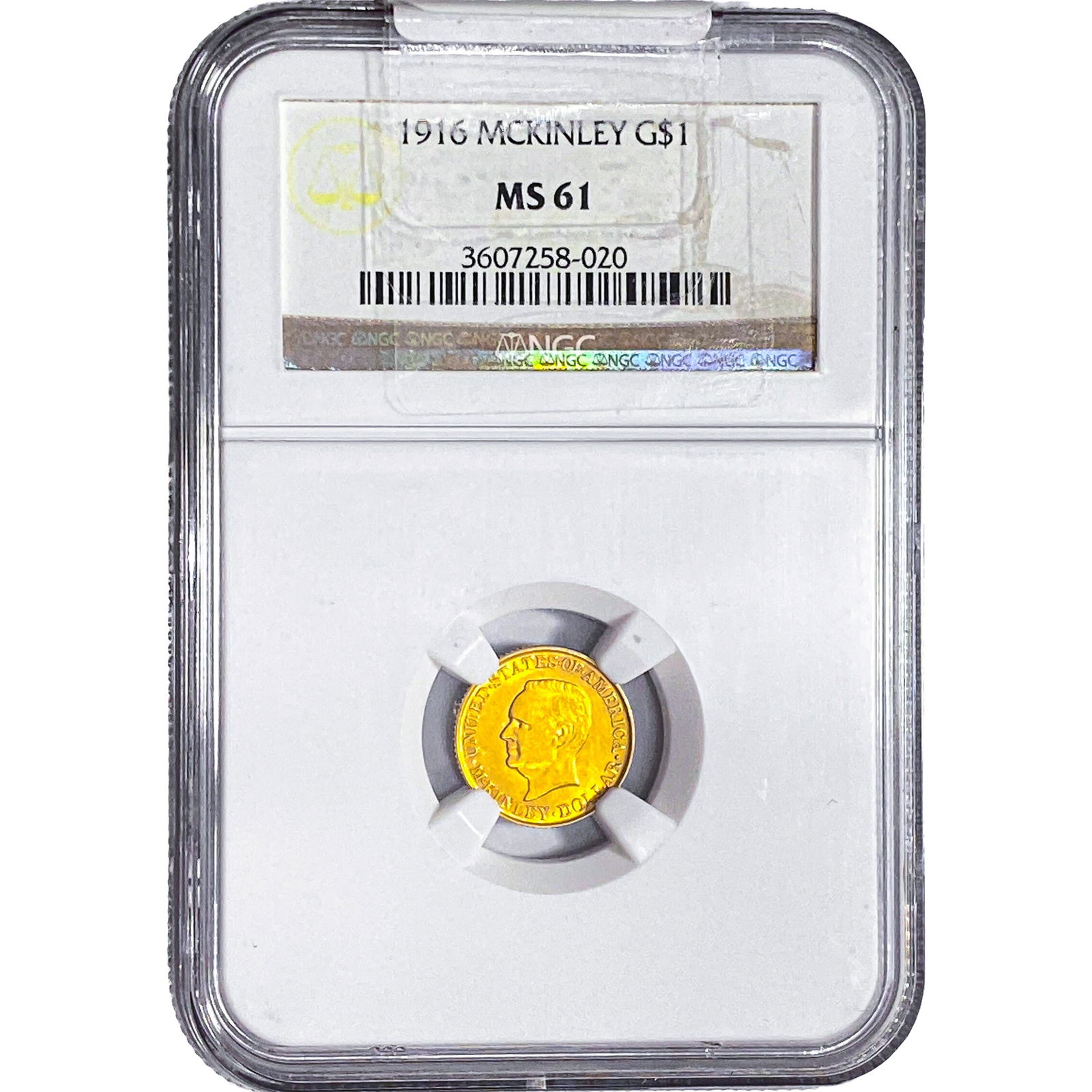 1916 McKinley Rare Gold Dollar NGC MS61: 1916 McKinley Rare Gold Dollar NGC MS61