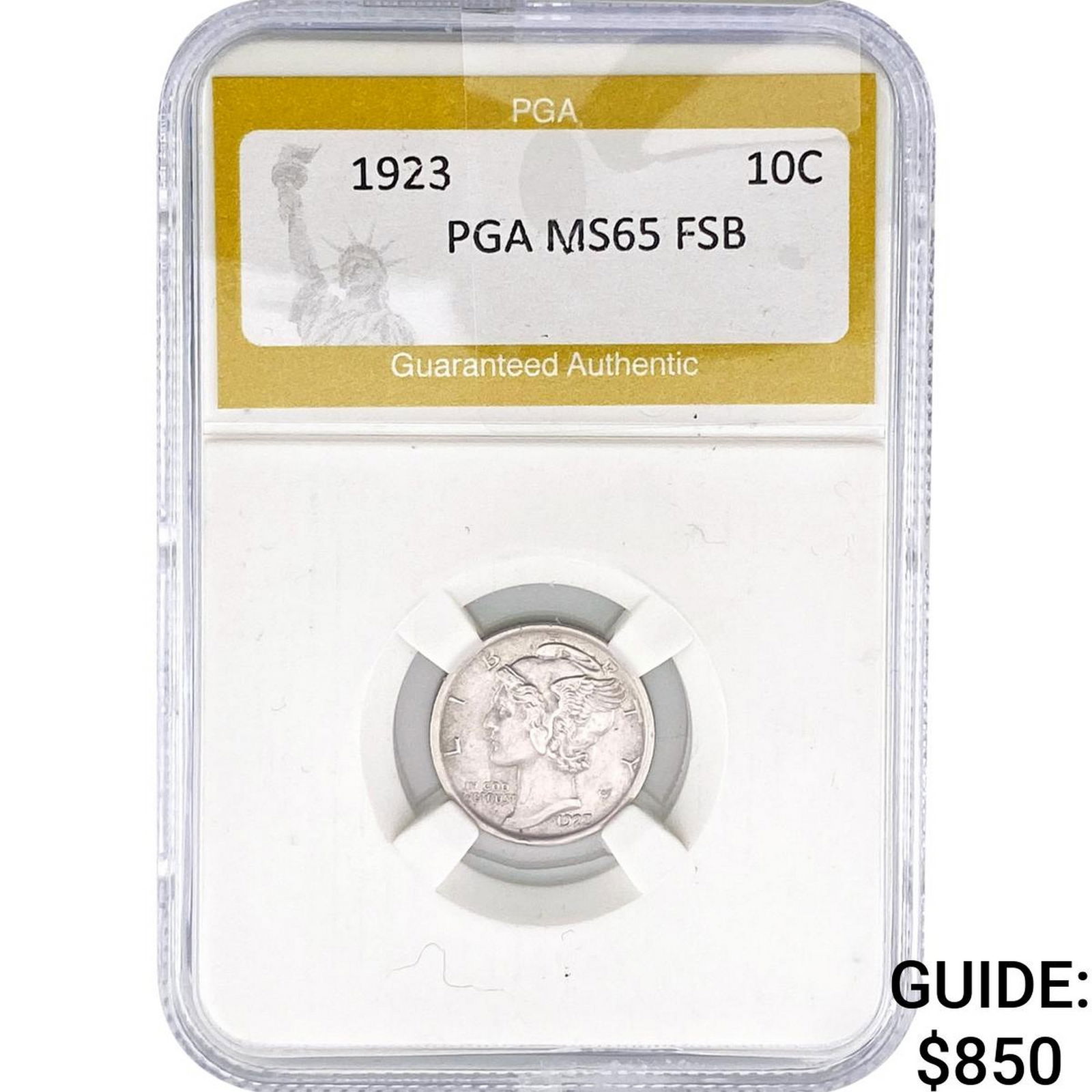 1923 Mercury Silver Dime PGA MS65 FSB: 1923 Mercury Silver Dime PGA MS65 FSB