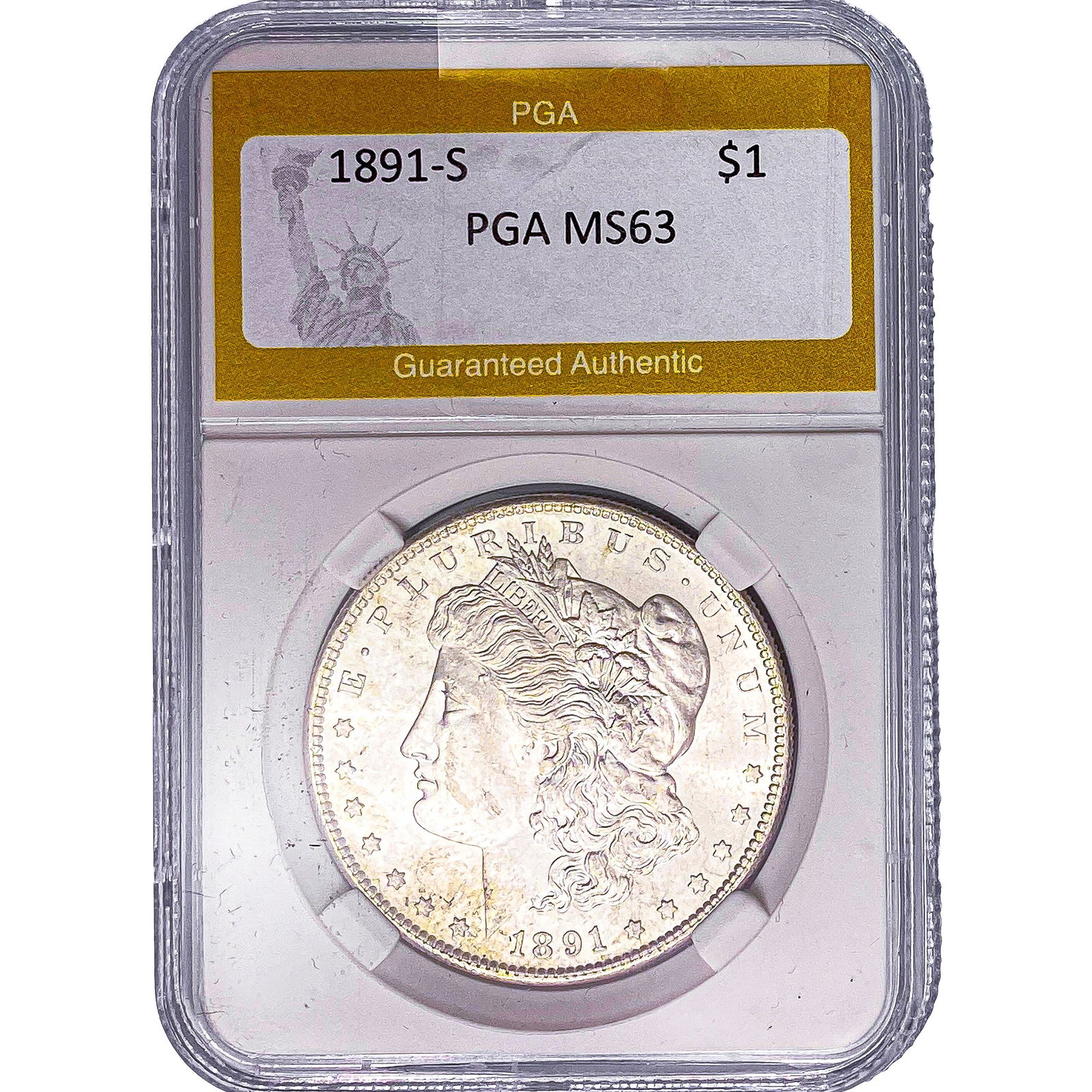 1891-S Morgan Silver Dollar PGA MS63: 1891-S Morgan Silver Dollar PGA MS63