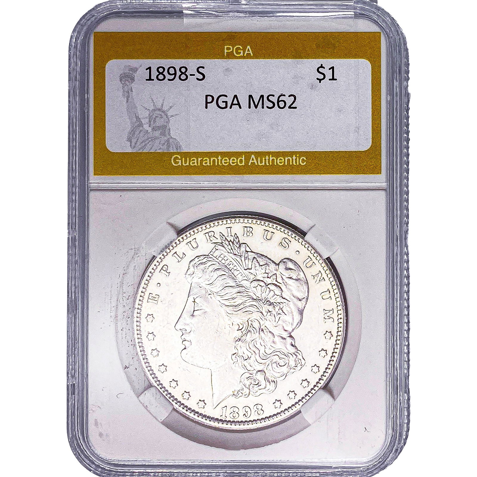 1898-S Morgan Silver Dollar PGA MS62: 1898-S Morgan Silver Dollar PGA MS62