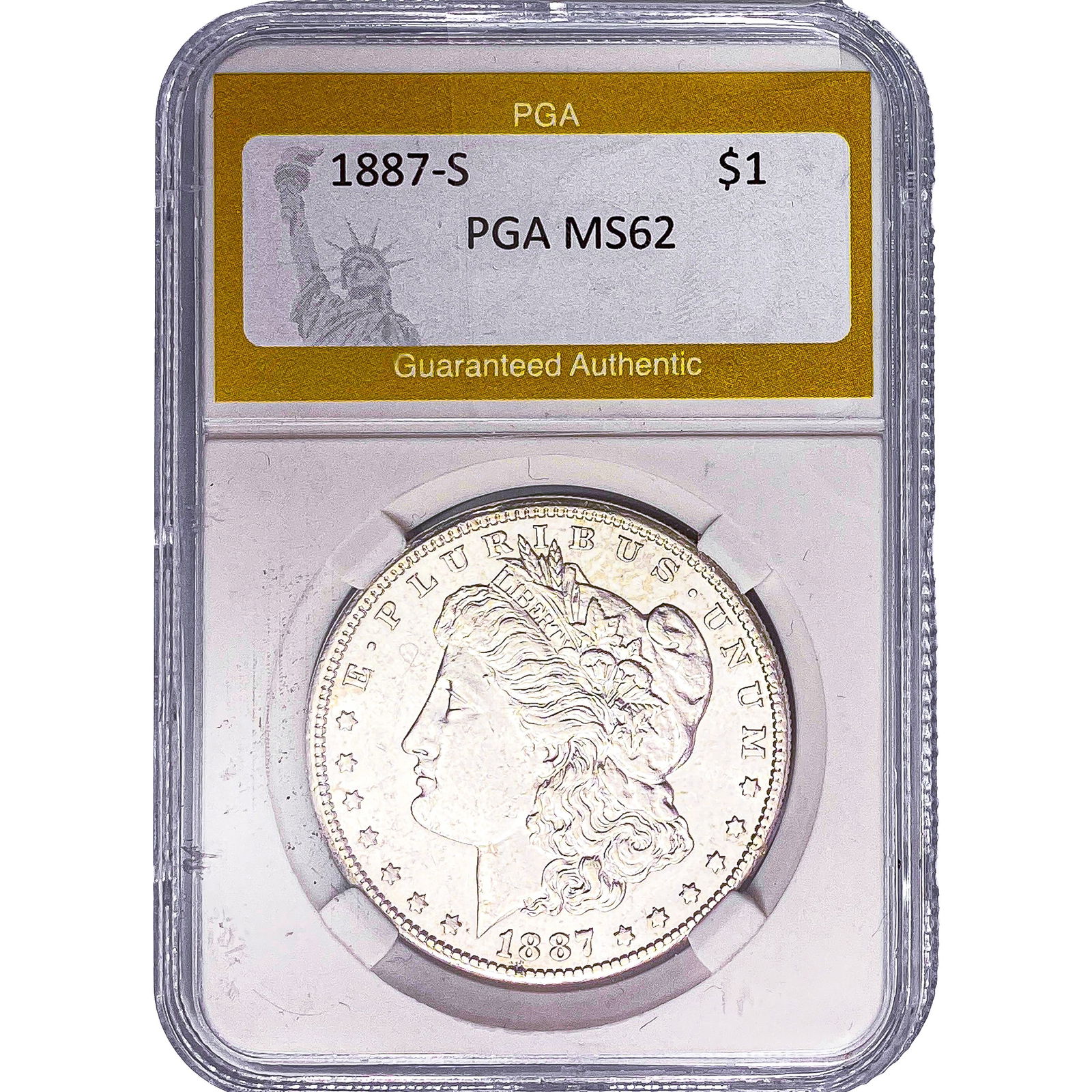 1887-S Morgan Silver Dollar PGA MS62: 1887-S Morgan Silver Dollar PGA MS62