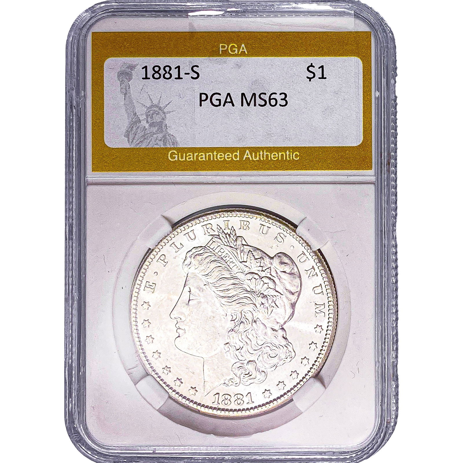 1881-S Morgan Silver Dollar PGA MS63: 1881-S Morgan Silver Dollar PGA MS63