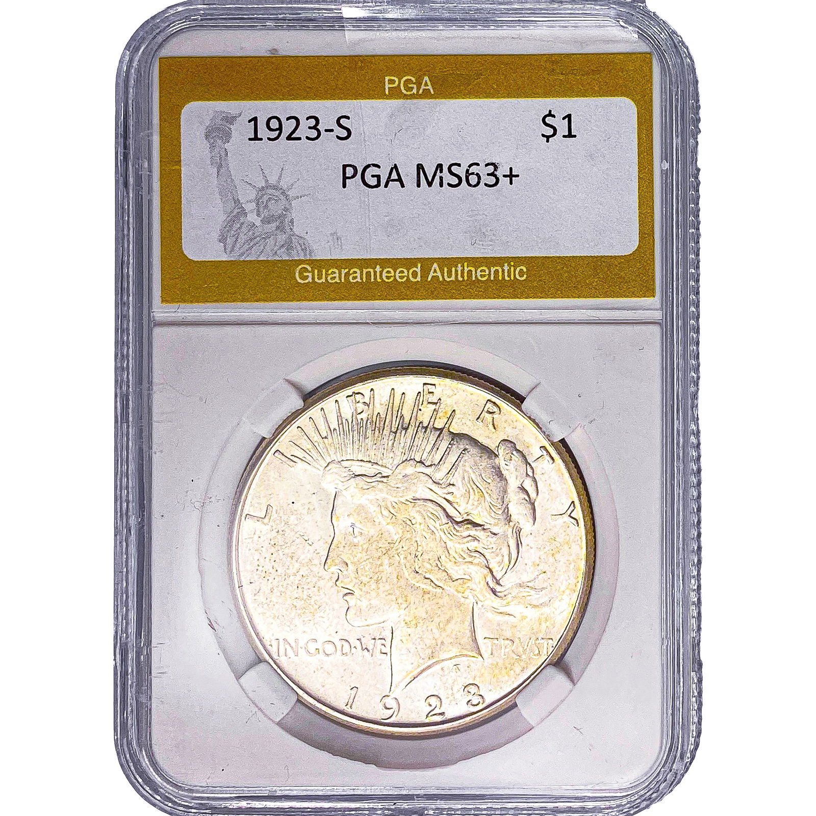1923-S Silver Peace Dollar PGA MS63+: 1923-S Silver Peace Dollar PGA MS63+
