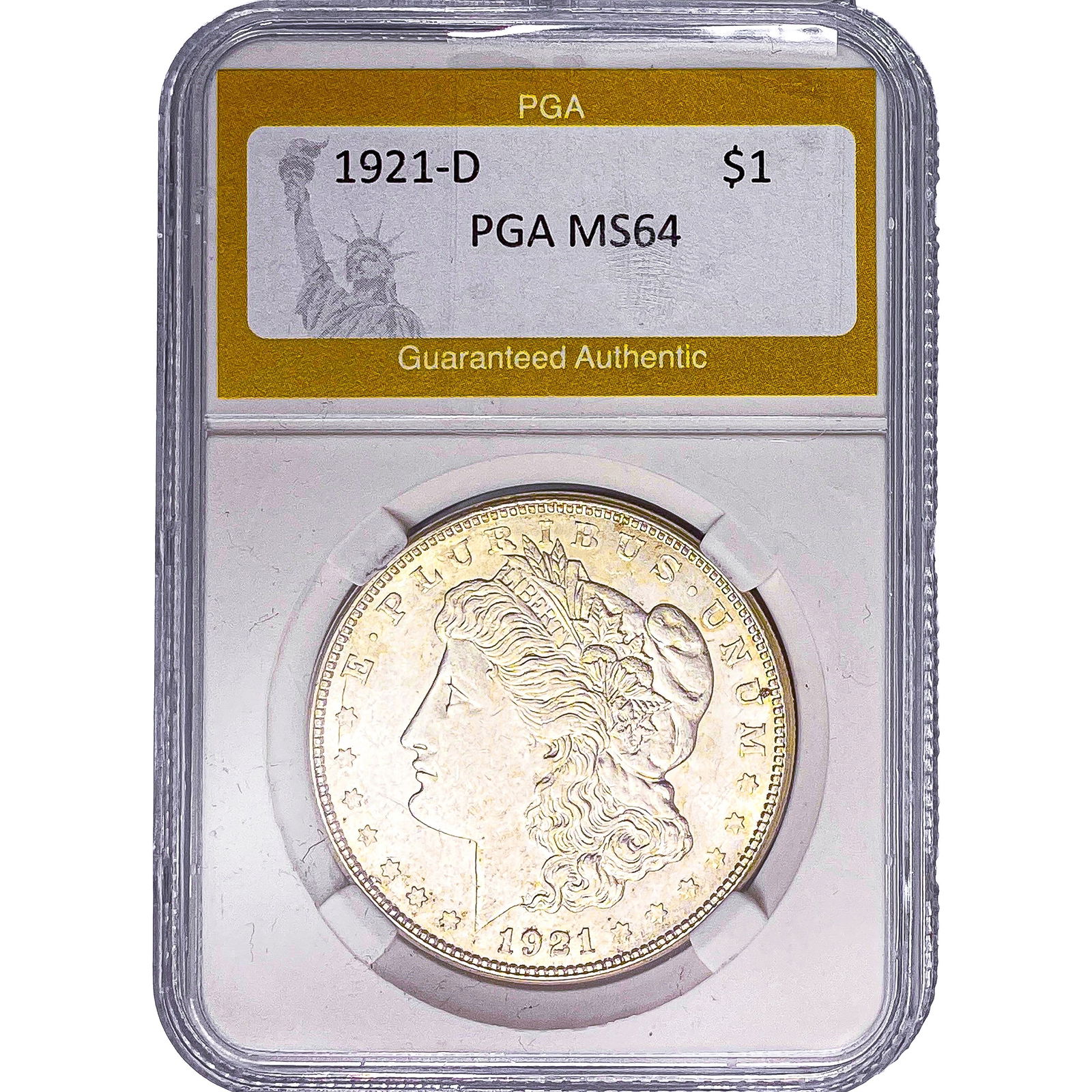1921-D Morgan Silver Dollar PGA MS64: 1921-D Morgan Silver Dollar PGA MS64