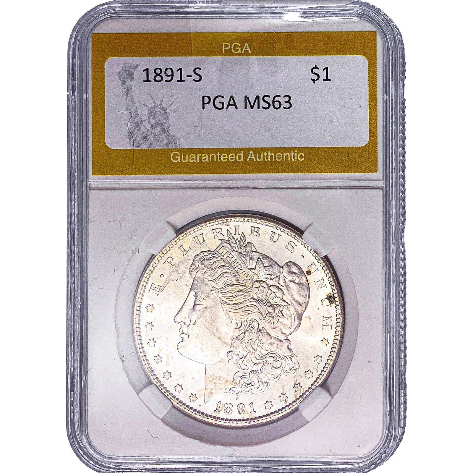 1891-S Morgan Silver Dollar PGA MS63: 1891-S Morgan Silver Dollar PGA MS63