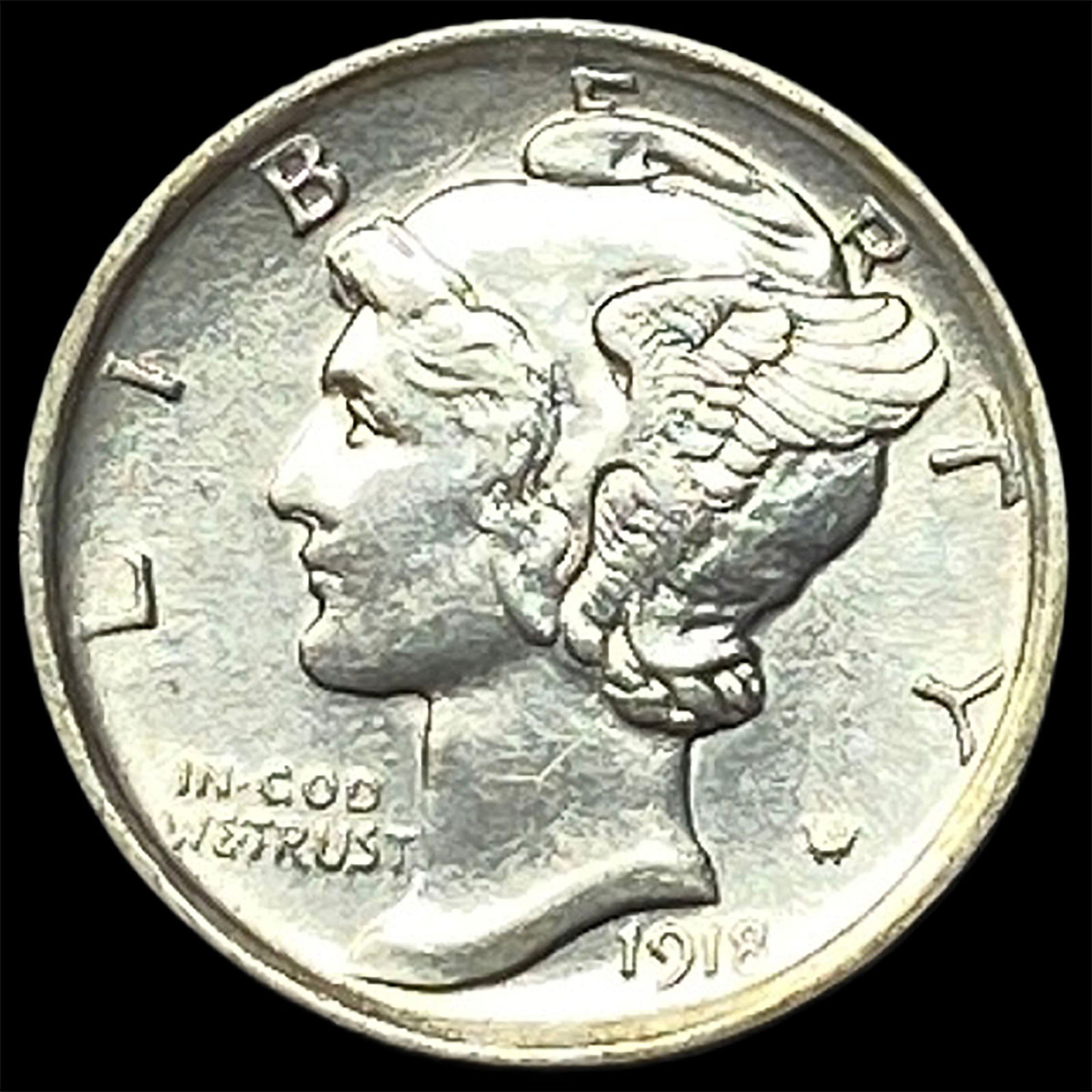 1918-D Silver Mercury Dime CLOSELY UNCIRCULATED: 1918-D Silver Mercury Dime CLOSELY UNCIRCULATED