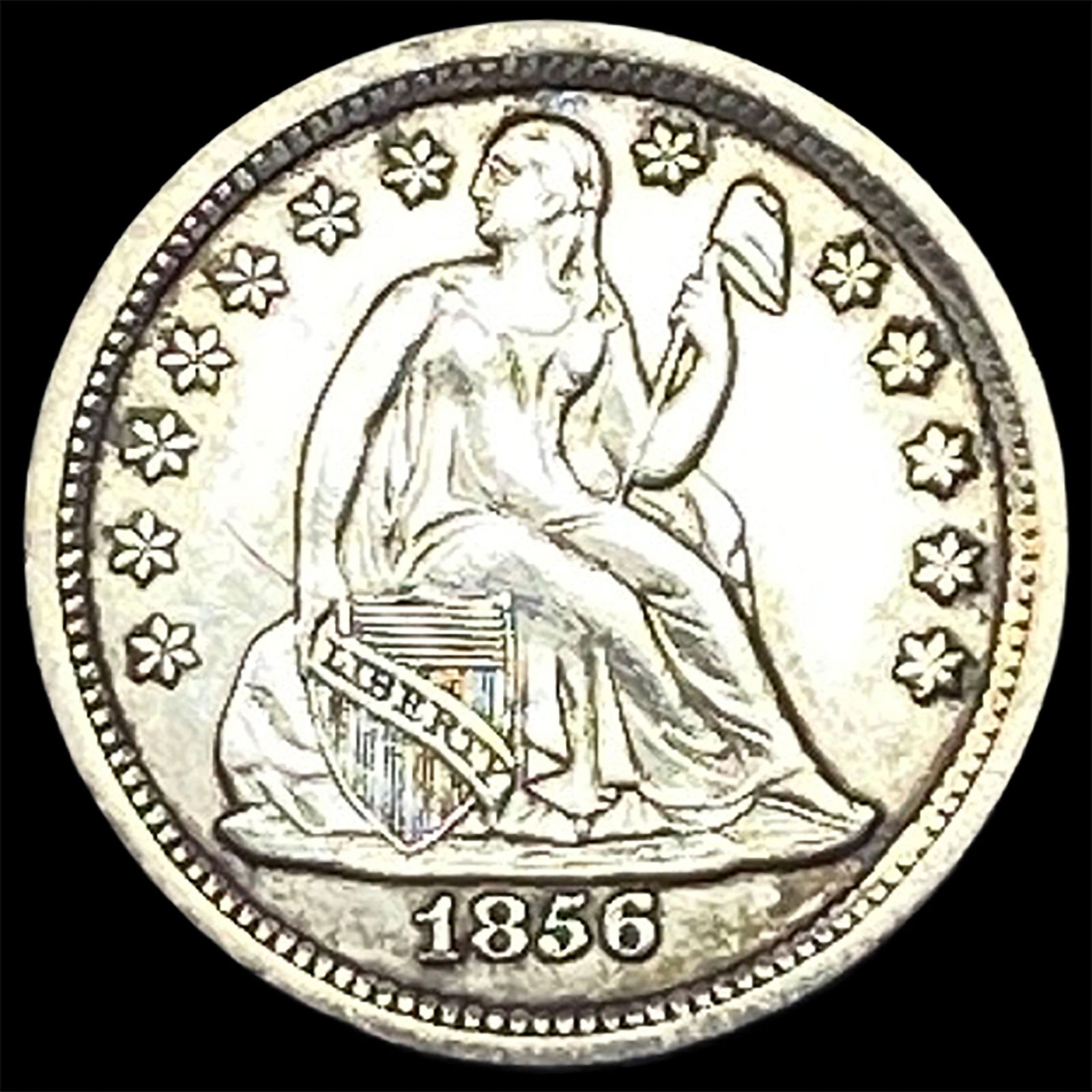 1856 Silver Seated Liberty Dime CLOSELY UNCIRCULATED: 1856 Silver Seated Liberty Dime CLOSELY UNCIRCULATED
