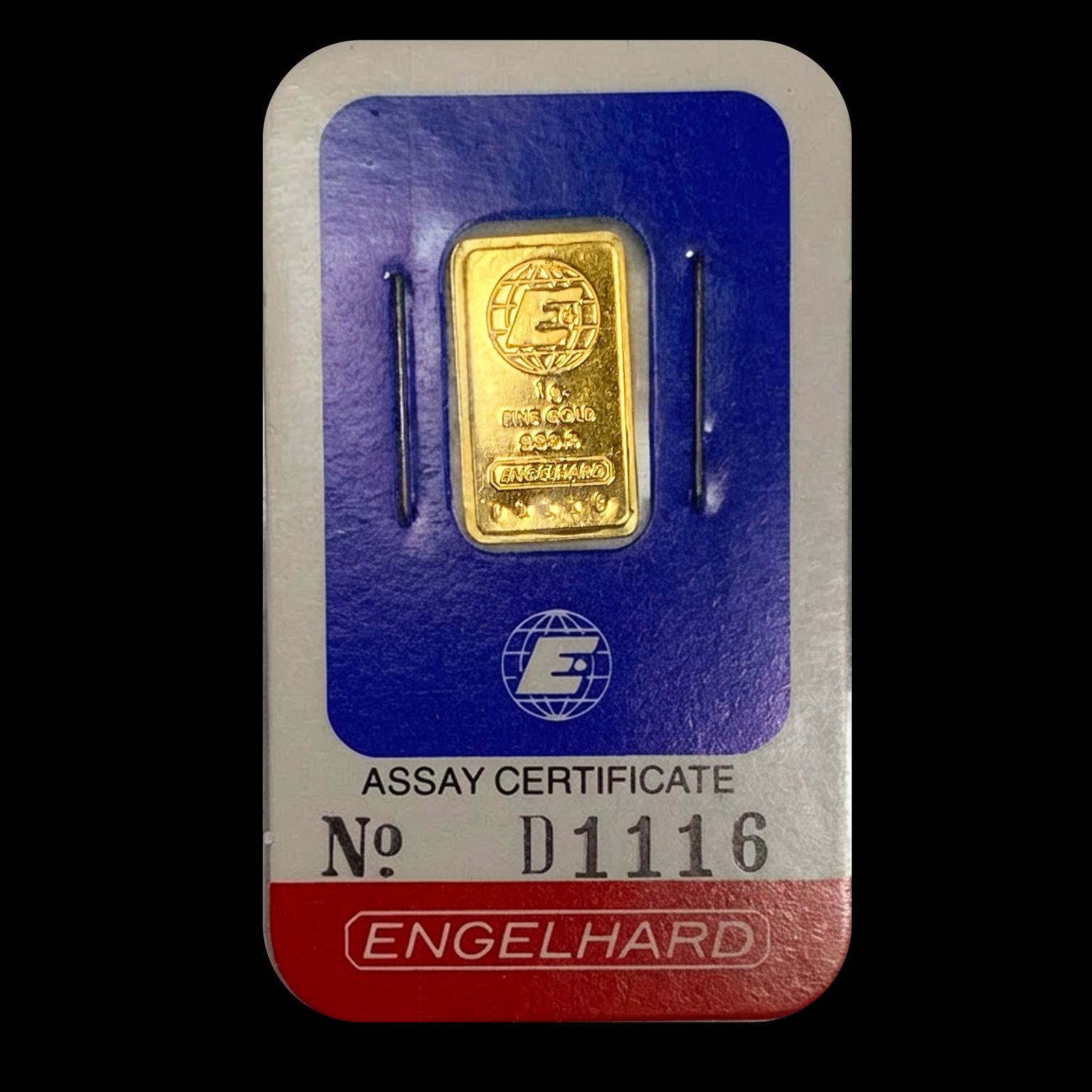 Engelhard 1g Gold Bar 999.9 Fine Assay SUPERB GEM BU: Engelhard 1g Gold Bar 999.9 Fine Assay SUPERB GEM BU