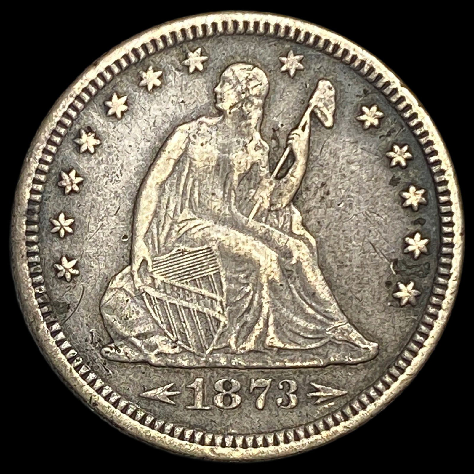 1873 Arrows Seated Liberty Quarter NEARLY UNCIRCULATED: 1873 Arrows Seated Liberty Quarter NEARLY UNCIRCULATED