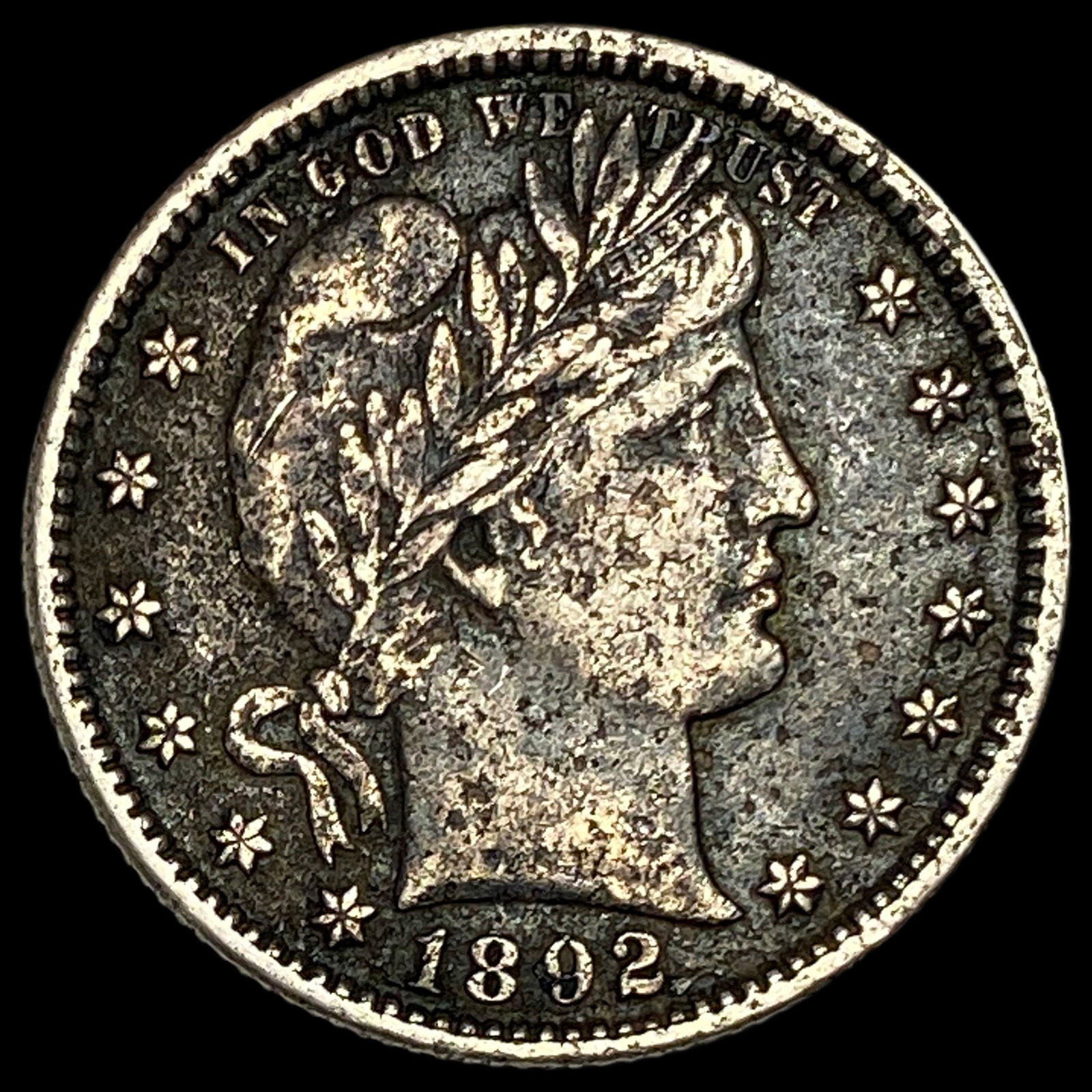 1892 Silver Barber Quarter CLOSELY UNCIRCULATED: 1892 Silver Barber Quarter CLOSELY UNCIRCULATED