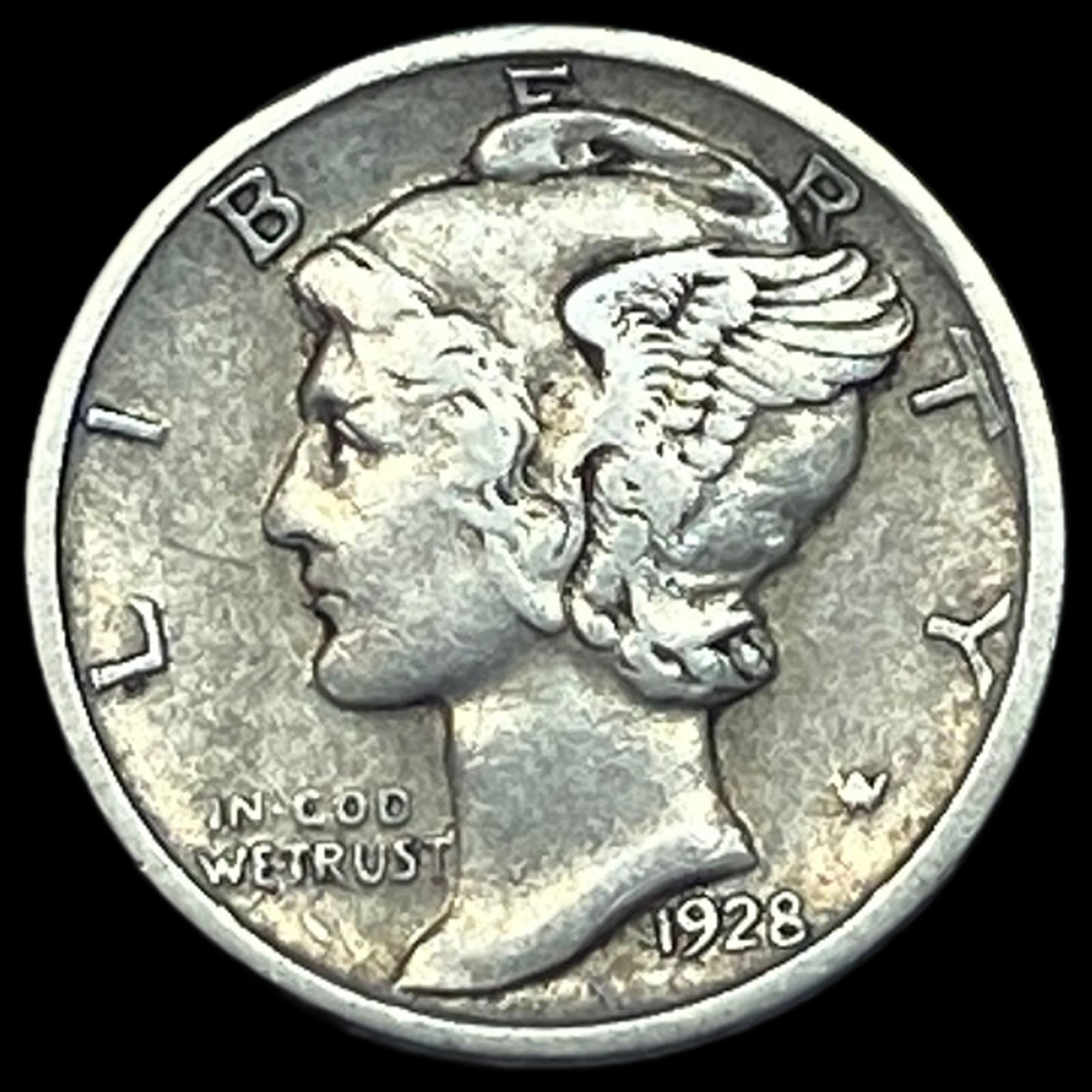 1928-D Silver Mercury Dime ABOUT UNCIRCULATED: 1928-D Silver Mercury Dime ABOUT UNCIRCULATED