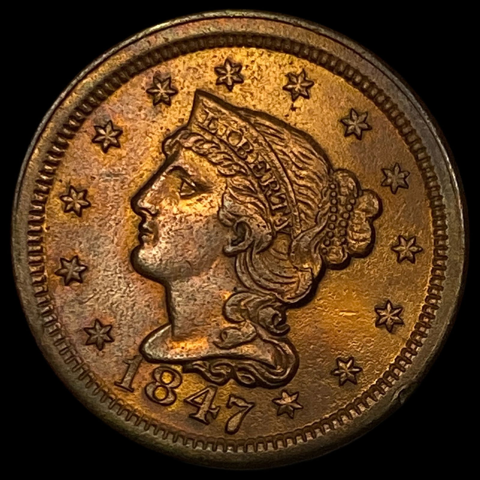 1847 Braided Hair Large Cent UNCIRCULATED: 1847 Braided Hair Large Cent UNCIRCULATED