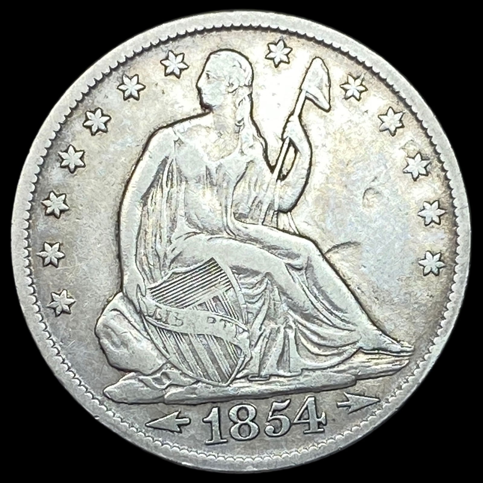 1854 Arrows Seated Liberty Half Dollar ABOUT UNCIRCULATED: 1854 Arrows Seated Liberty Half Dollar ABOUT UNCIRCULATED