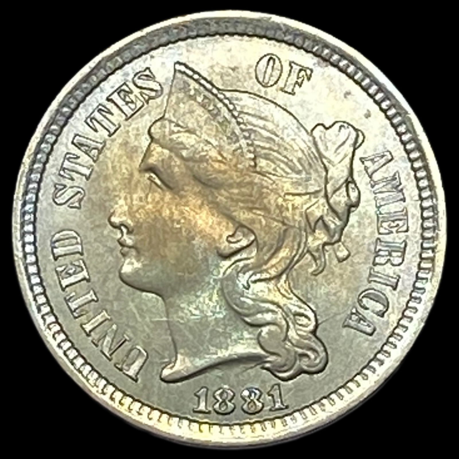 1881 Nickel Three-Cent Piece NICELY CIRCULATED (1 of 2)