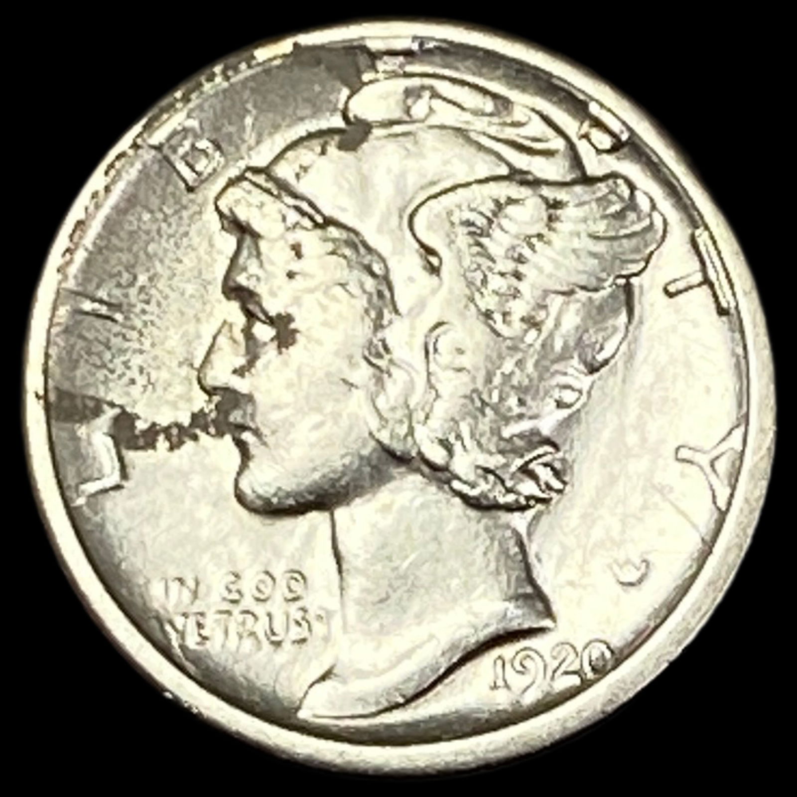 1920-S Silver Mercury Dime CLOSELY UNCIRCULATED: 1920-S Silver Mercury Dime CLOSELY UNCIRCULATED