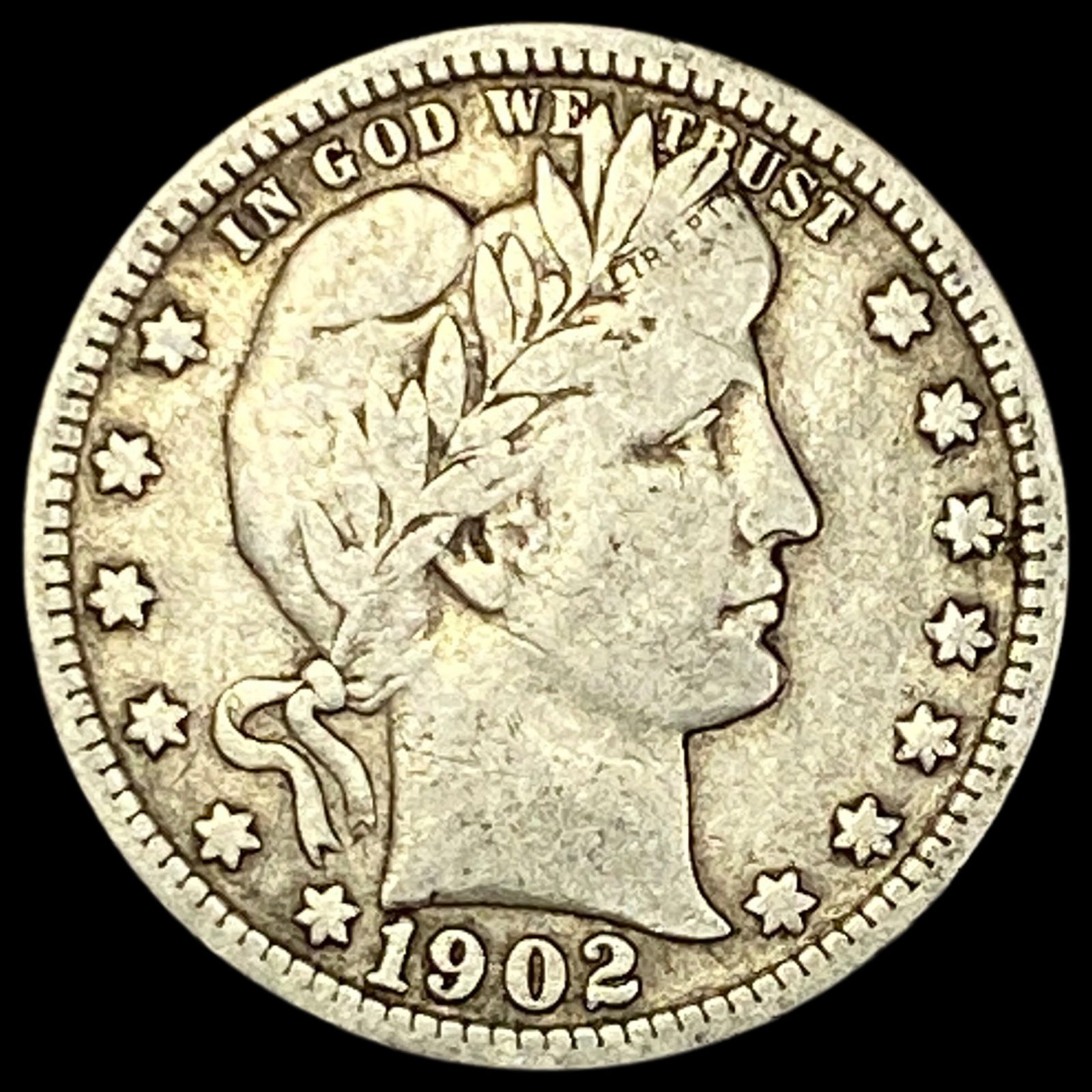 1902-S Silver Barber Quarter NICELY CIRCULATED: 1902-S Silver Barber Quarter NICELY CIRCULATED