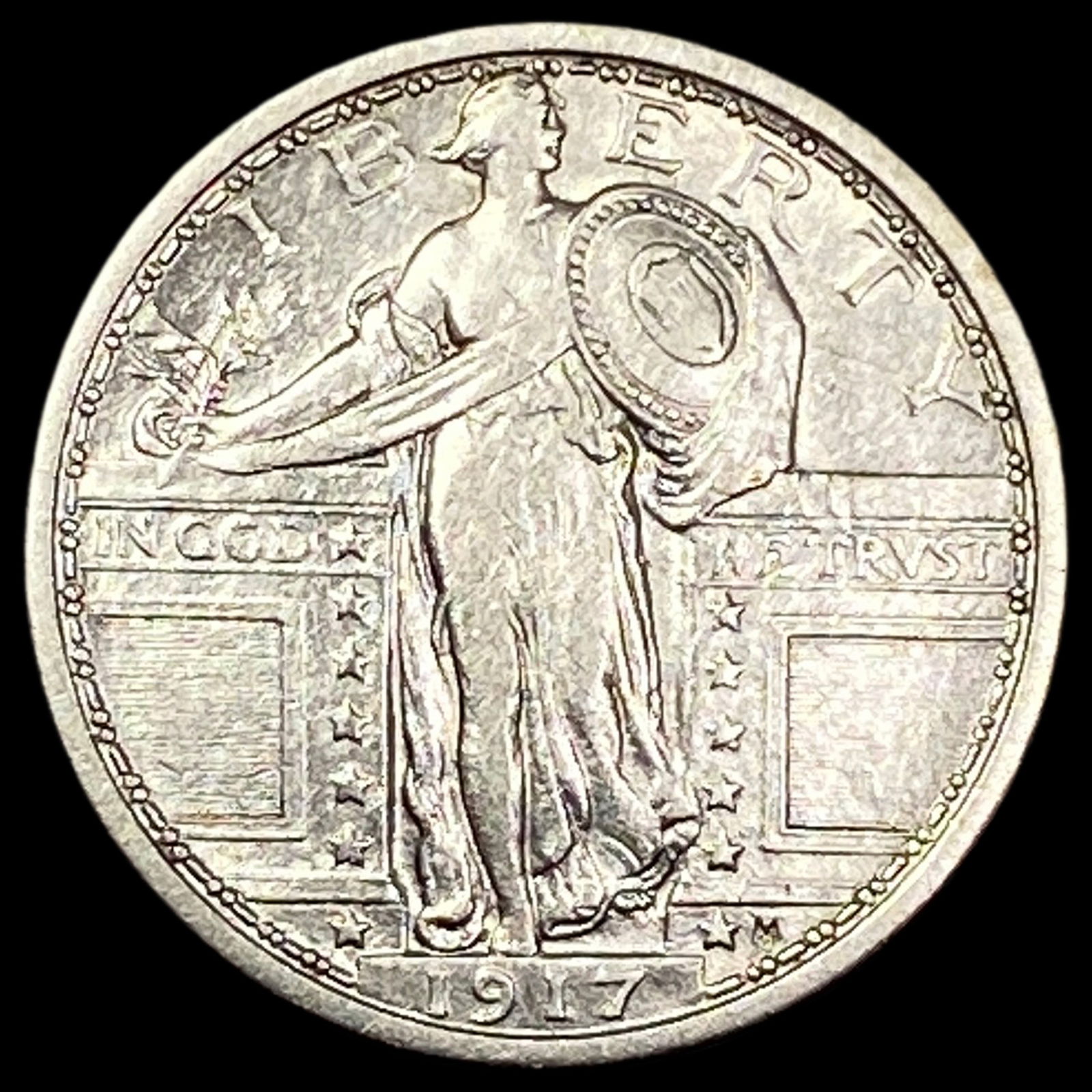 1917 Type 1 Standing Liberty Quarter CLOSELY UNCIRCULATED: 1917 Type 1 Standing Liberty Quarter CLOSELY UNCIRCULATED