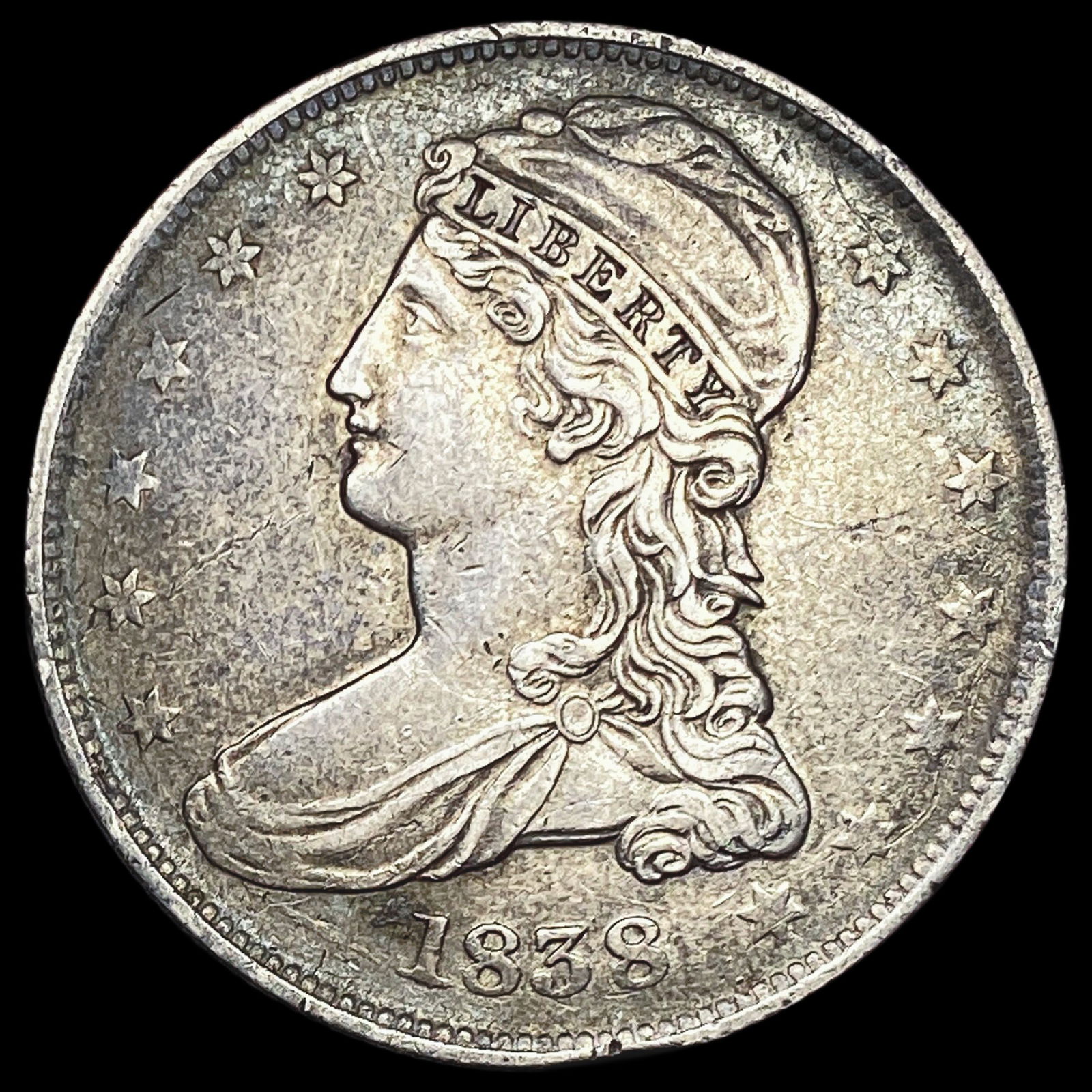 1838 Capped Bust Half Dollar NEARLY UNCIRCULATED: 1838 Capped Bust Half Dollar NEARLY UNCIRCULATED