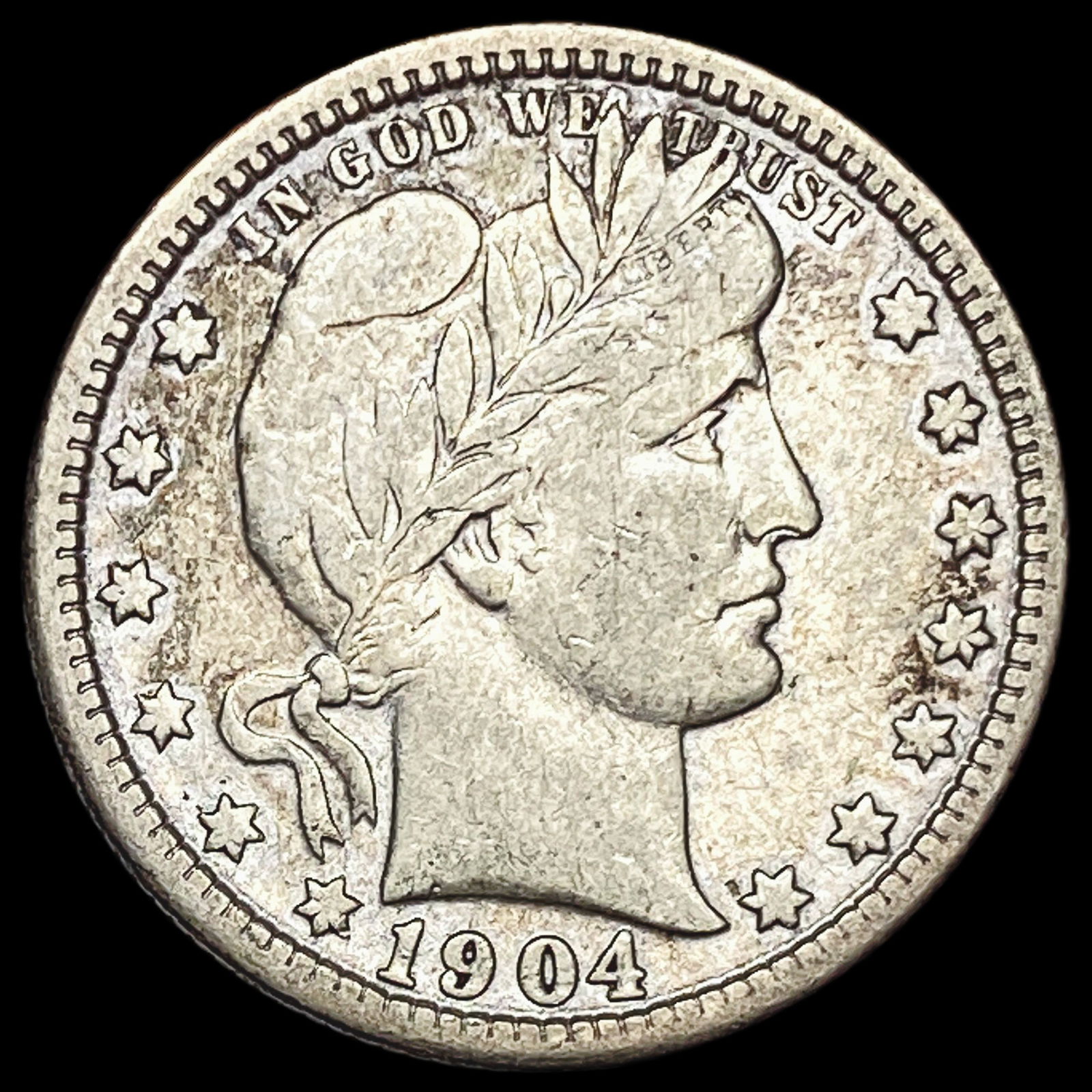 1904 Barber Silver Quarter LIGHTLY CIRCULATED: 1904 Barber Silver Quarter LIGHTLY CIRCULATED