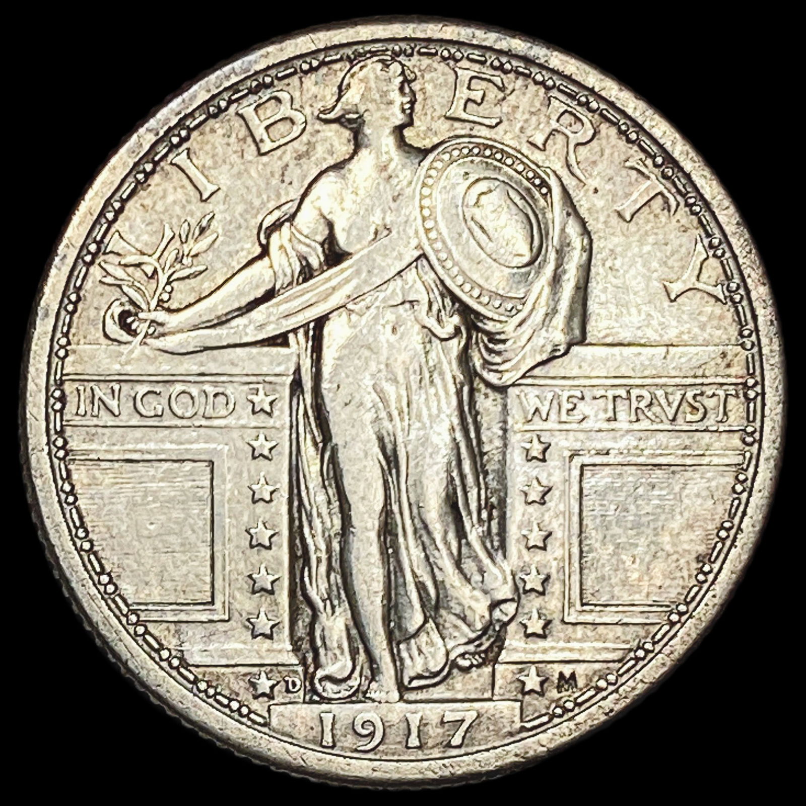 1917-D Type 1 Standing Liberty Quarter CLOSELY UNCIRCULATED: 1917-D Type 1 Standing Liberty Quarter CLOSELY UNCIRCULATED