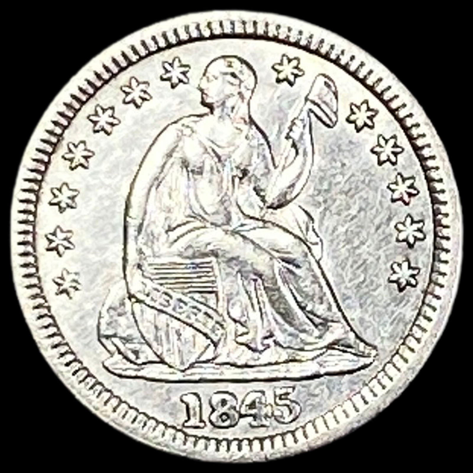 1845 Seated Liberty Half Dime CLOSELY UNCIRCULATED (1 of 2)