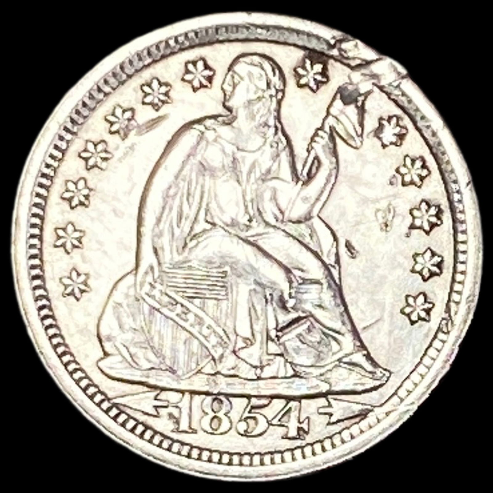 1854-O Silver Seated Liberty Dime HIGH GRADE: 1854-O Silver Seated Liberty Dime HIGH GRADE