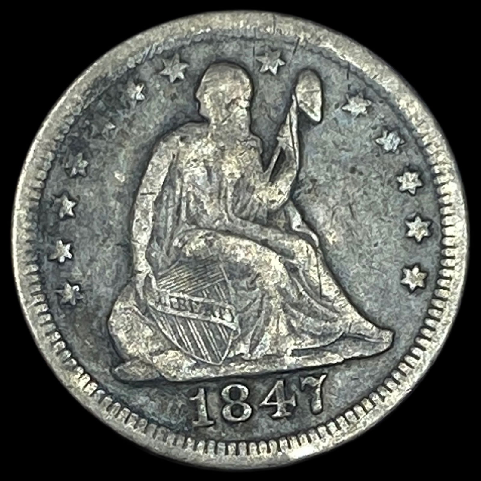 1847-O Silver Seated Liberty Quarter HIGH GRADE (1 of 2)