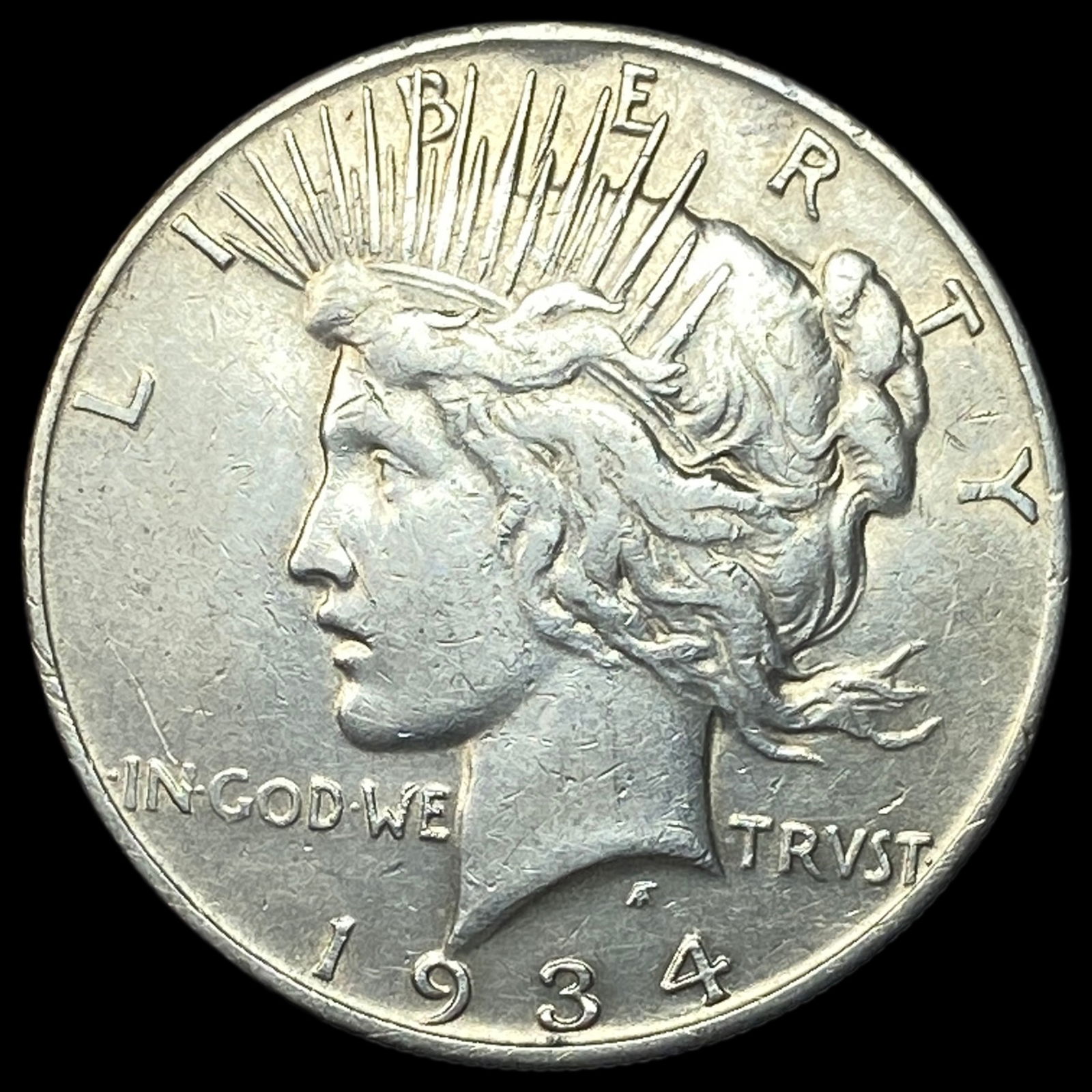 1934-S Peace Silver Dollar NEARLY UNCIRCULATED: 1934-S Peace Silver Dollar NEARLY UNCIRCULATED