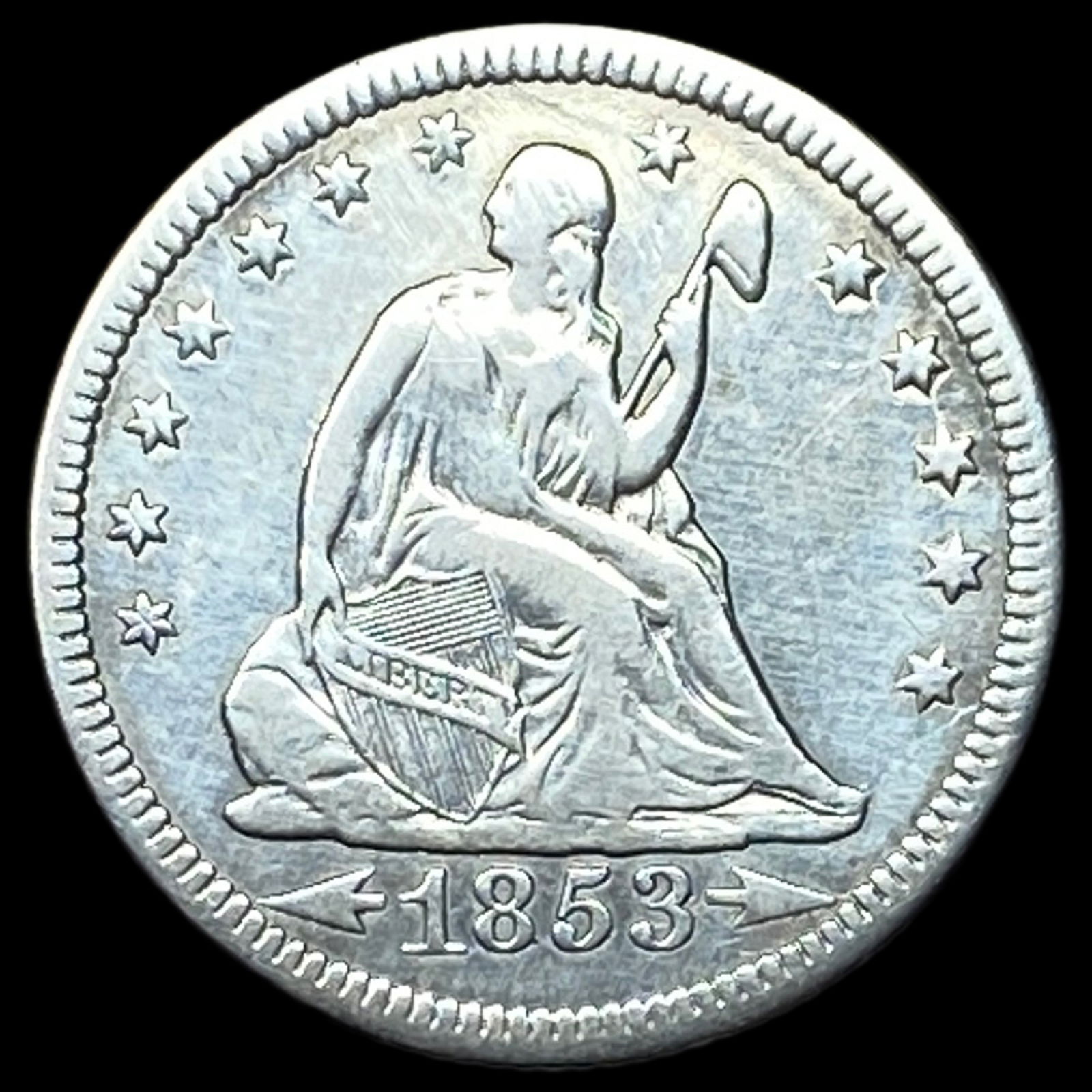 1853-O Silver Seated Liberty Quarter LIGHTLY CIRCULATED: 1853-O Silver Seated Liberty Quarter LIGHTLY CIRCULATED