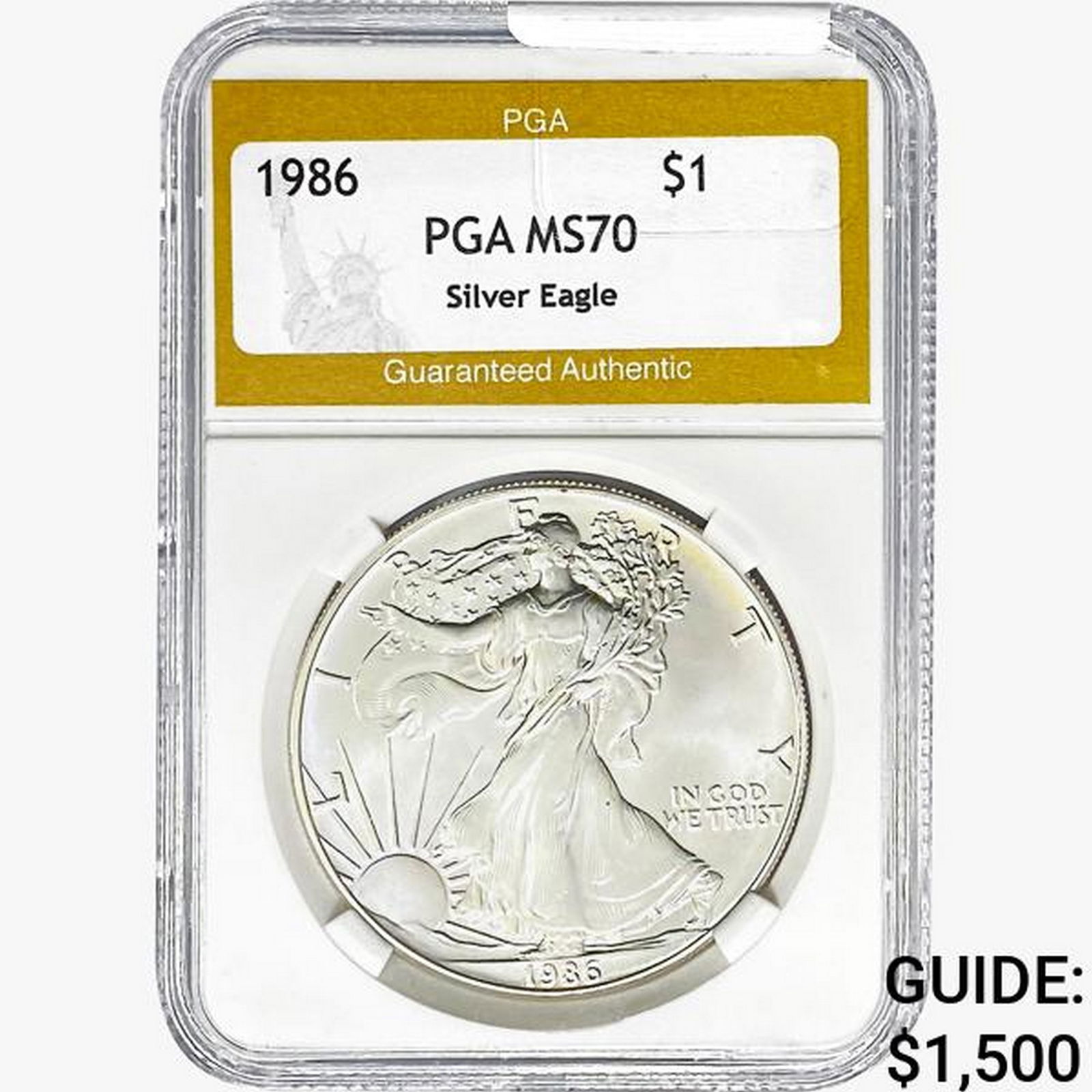 1986 American Silver Eagle PGA MS70: 1986 American Silver Eagle PGA MS70