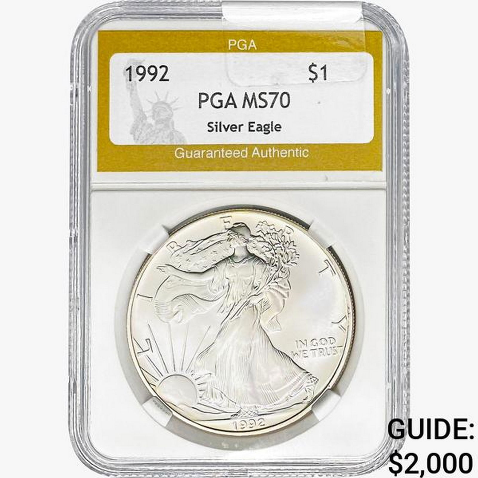 1992 American Silver Eagle PGA MS70: 1992 American Silver Eagle PGA MS70