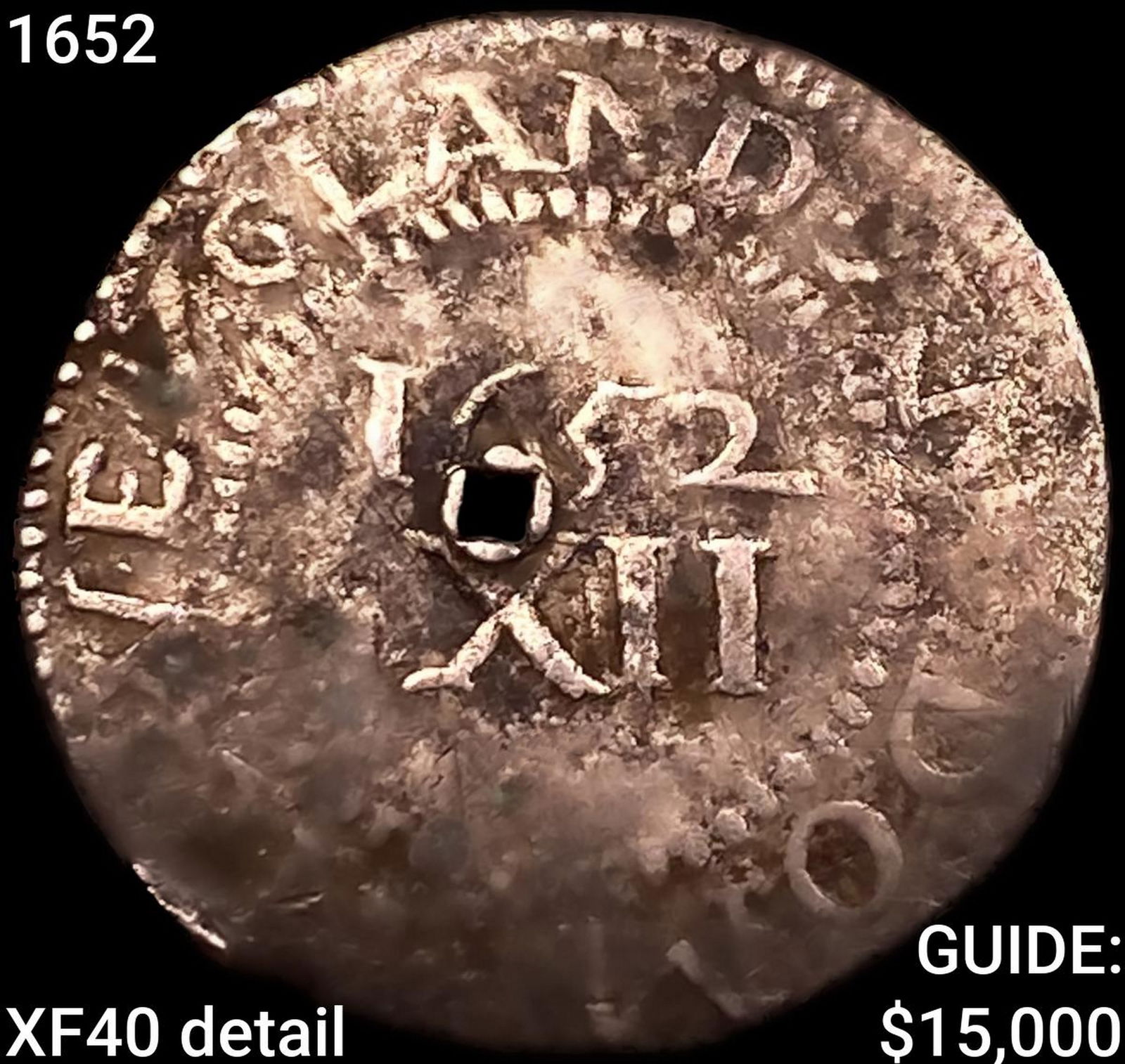 1652 Pine Tree Shilling NOE 10, Lg Planchet NEARLY UNCIRCULATED (1 of 2)