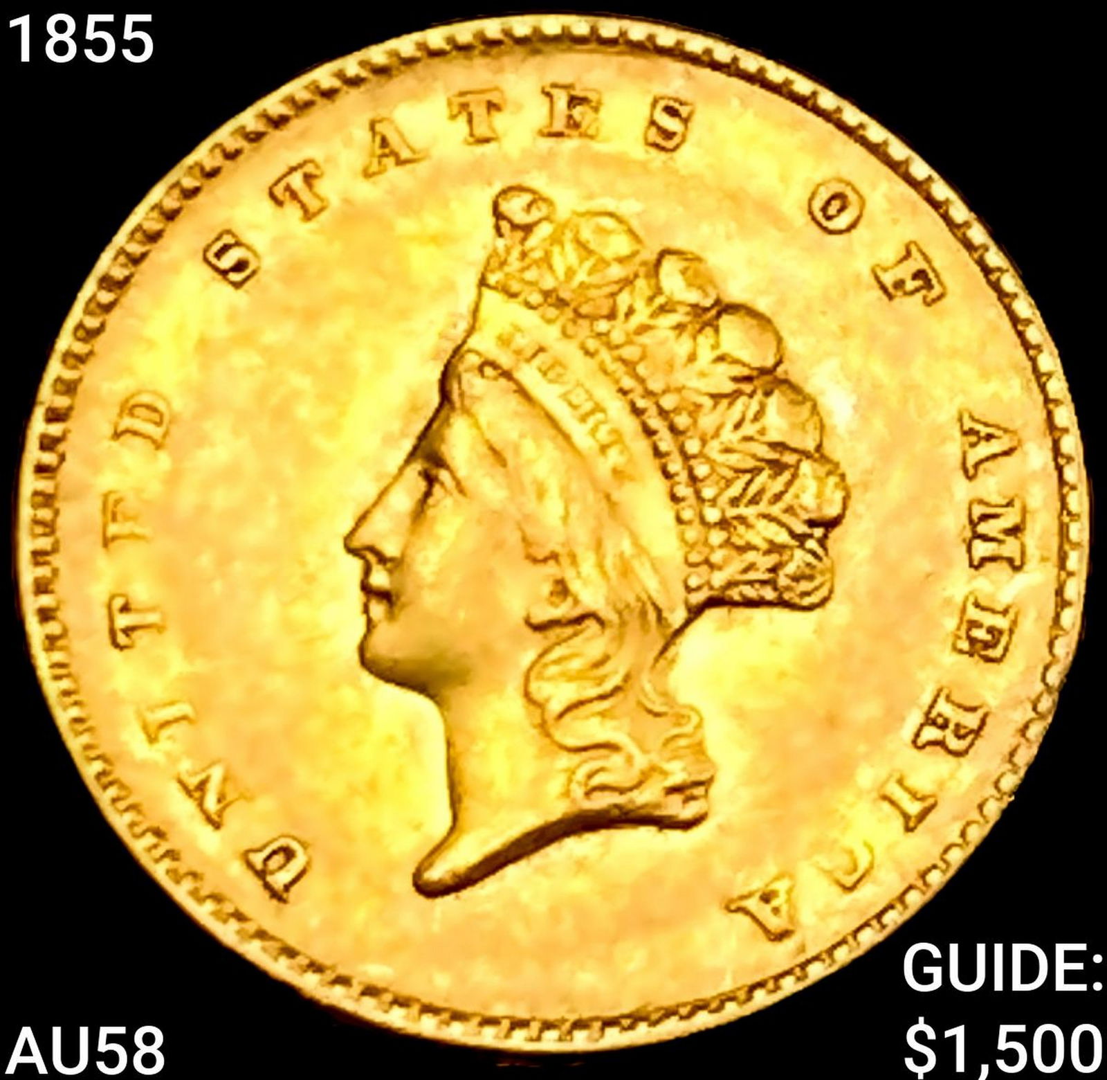 1855 Rare Gold Dollar CHOICE AU (1 of 2)