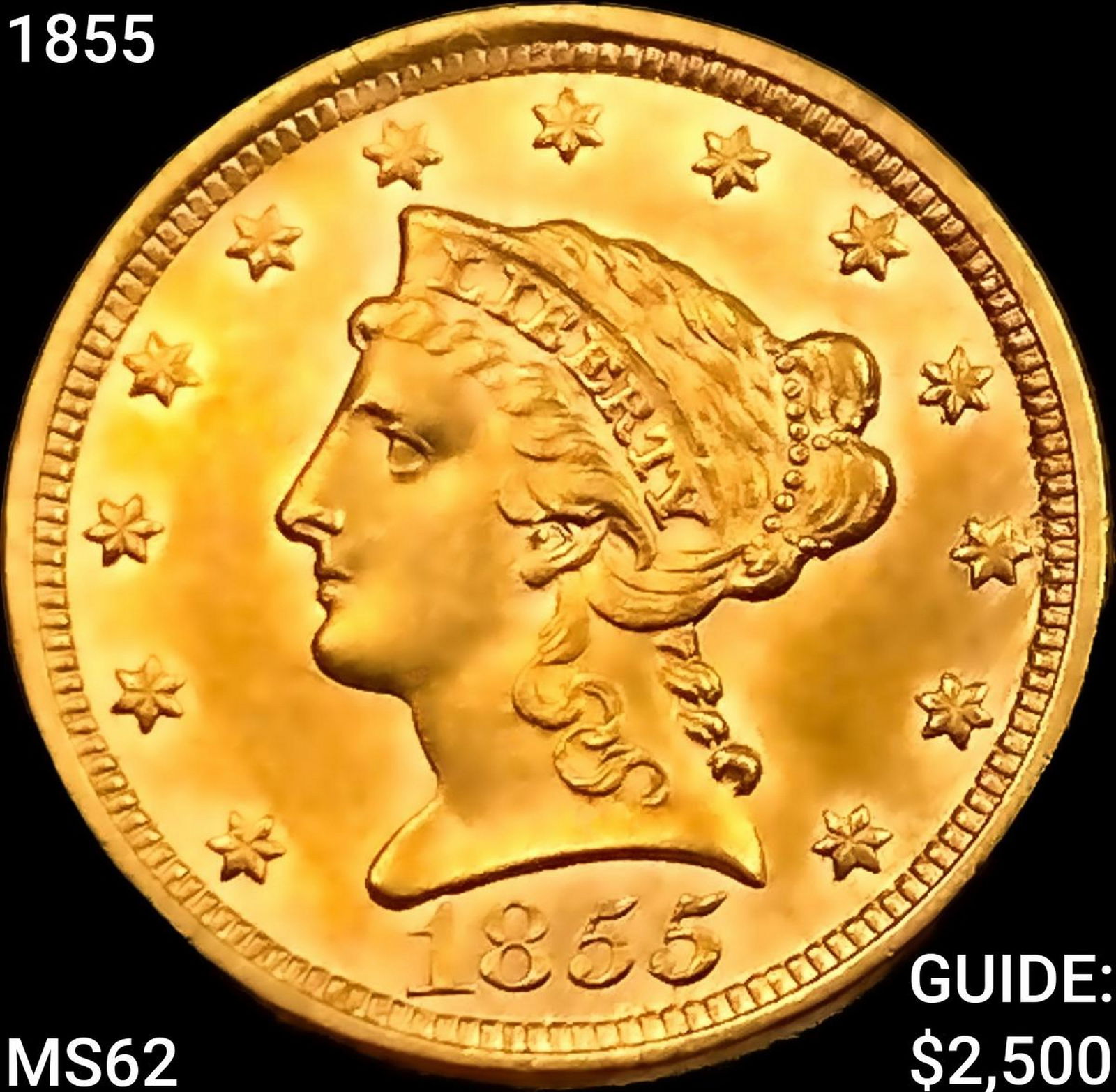 1855 $2.50 Gold Quarter Eagle UNCIRCULATED (1 of 2)