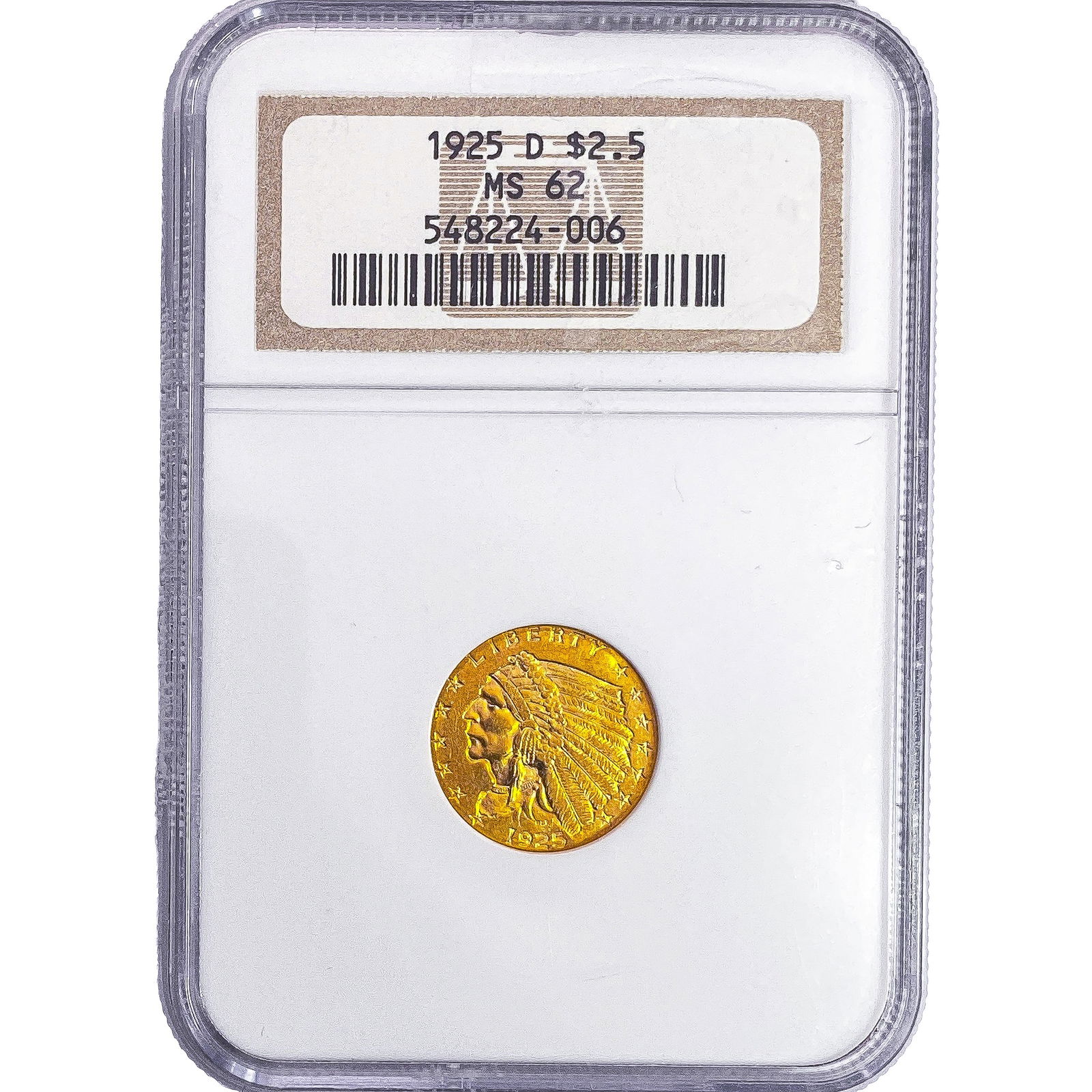 1925-D $2.50 Gold Quarter Eagle NGC MS62 (1 of 2)
