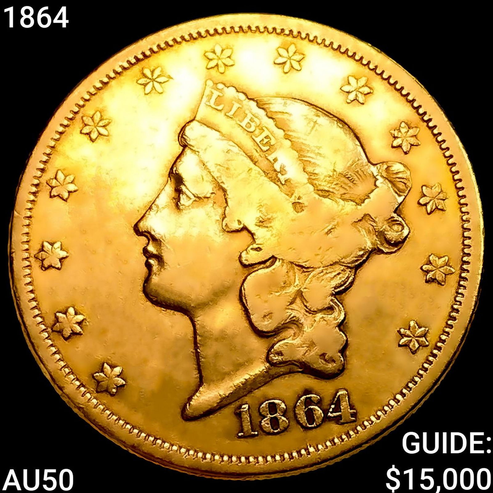 1864 $20 Gold Double Eagle CLOSELY UNCIRCULATED (1 of 2)
