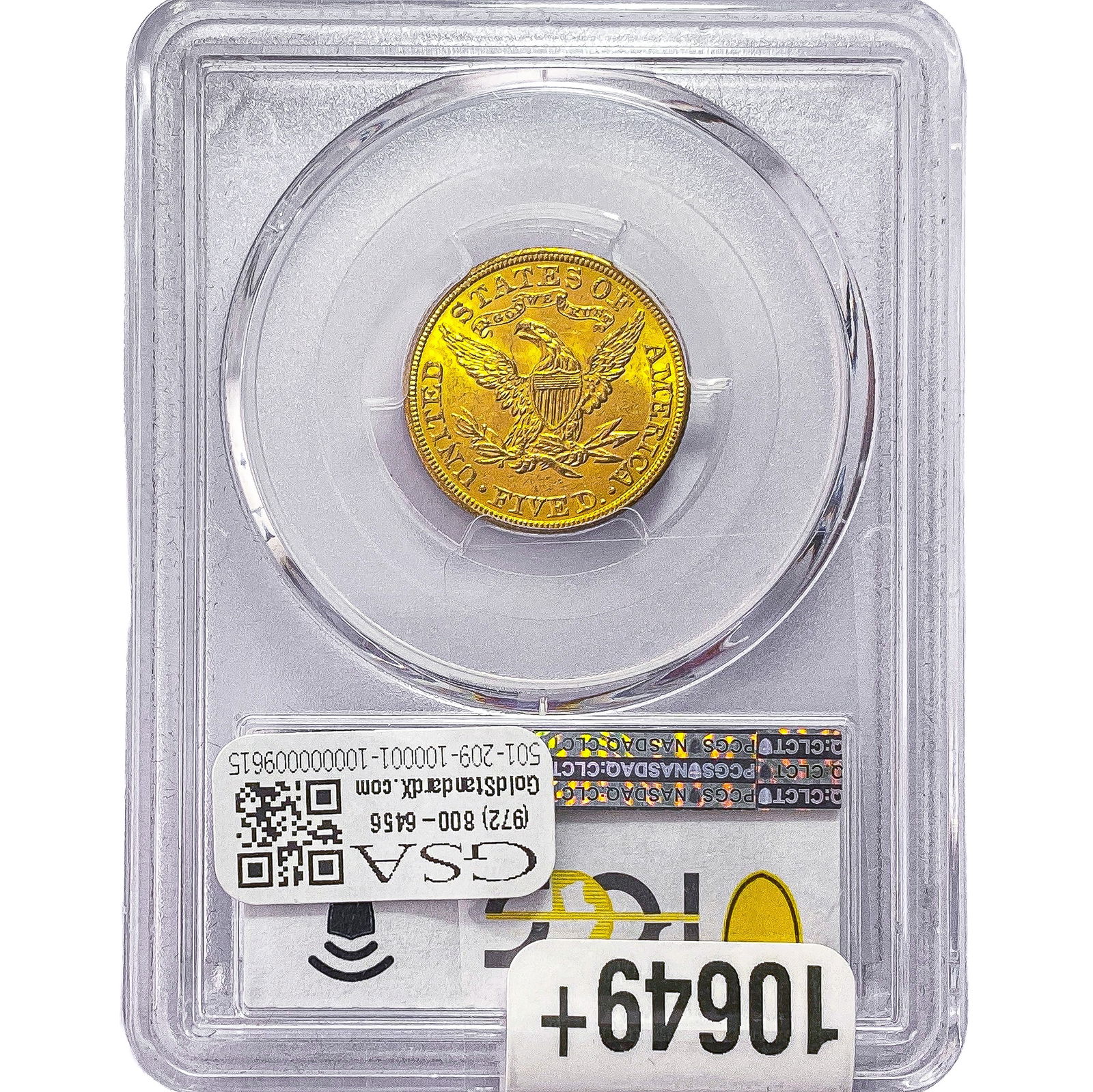 1908 $5 Gold Half Eagle PCGS MS63 - 2