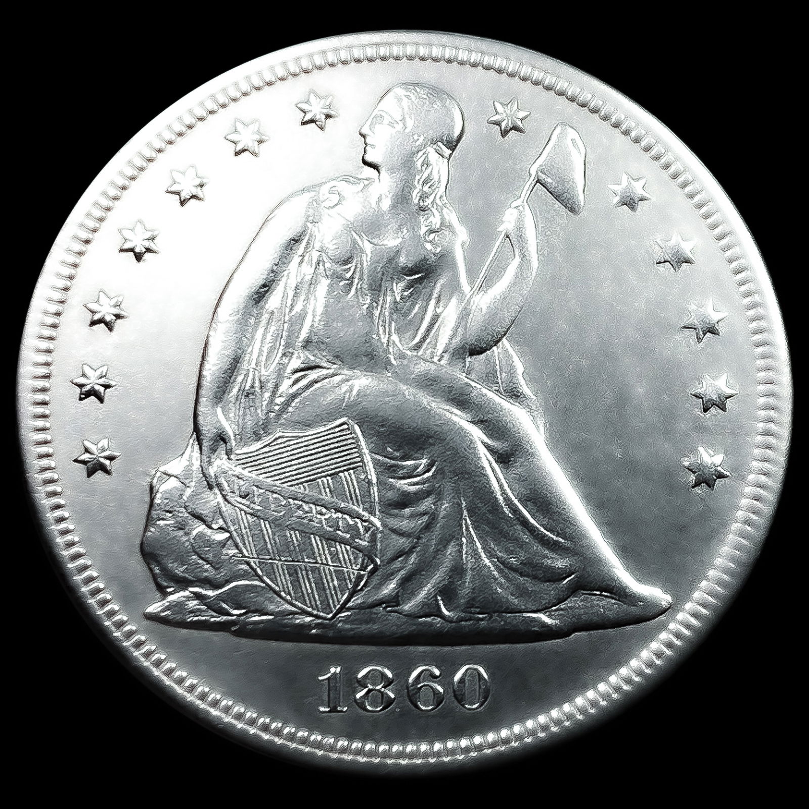 1860 Seated Liberty Dollar: 1860 Seated Liberty Dollar