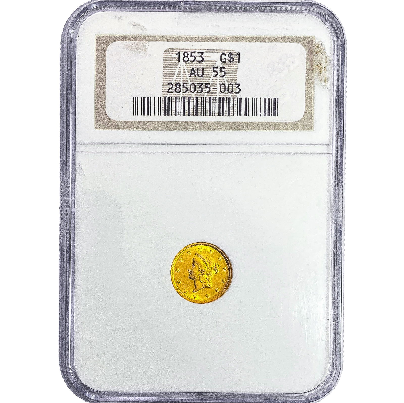 1853 Rare Gold Dollar NGC AU55: 1853 Rare Gold Dollar NGC AU55