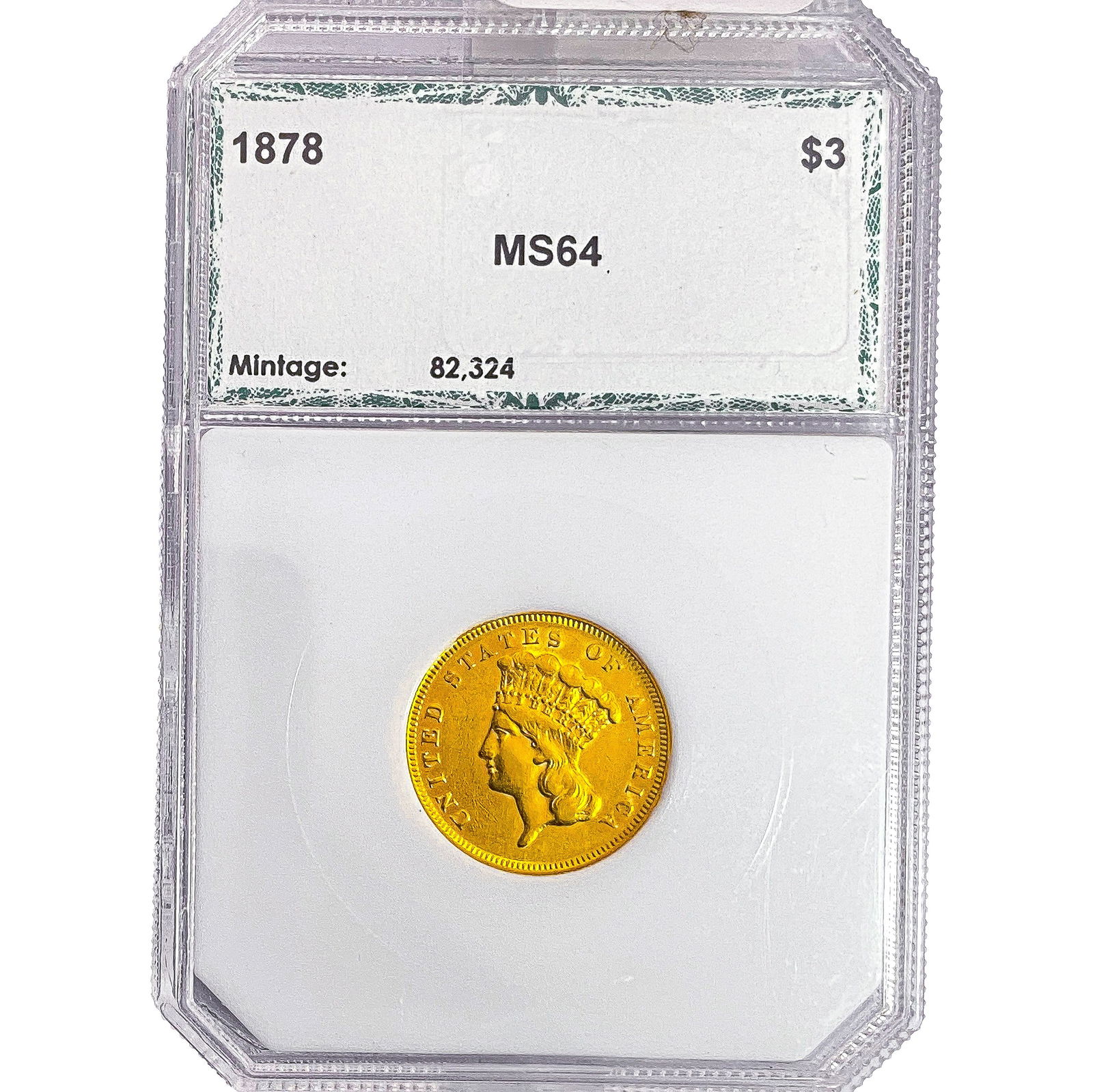 1878 $3 Gold Piece PCI MS64: 1878 $3 Gold Piece PCI MS64